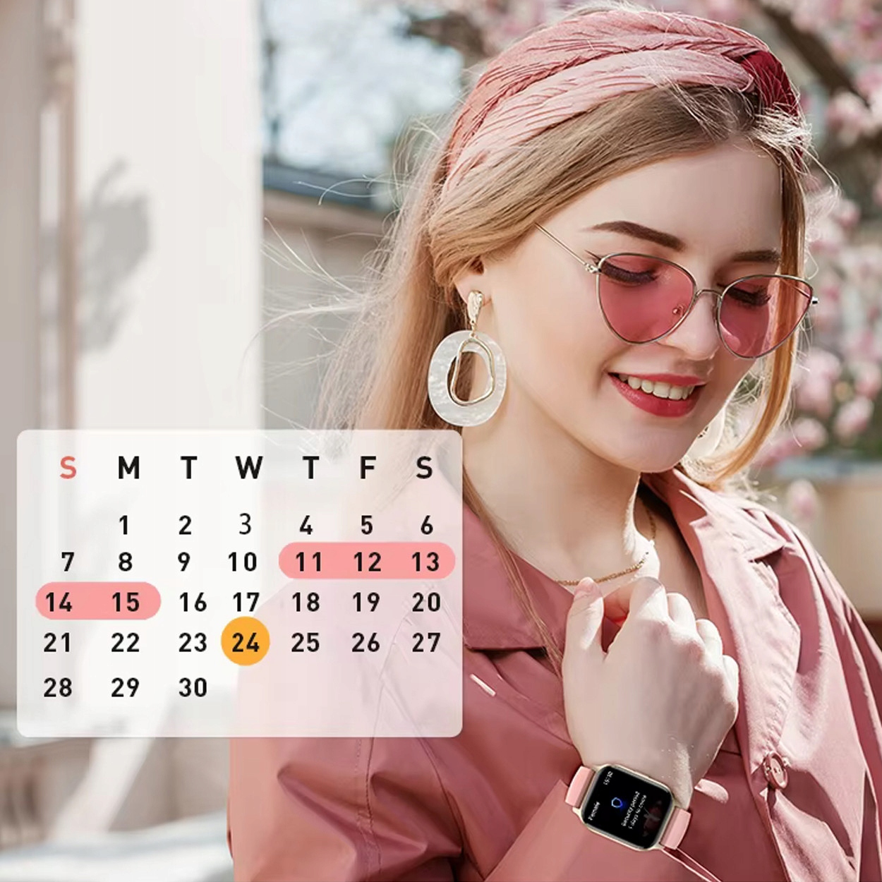 SMARTWATCH ZEGAREK POLSKIE MENU ROZMOWY SPORT SMART WATCH DAMSKI PINK SMS K Model inny