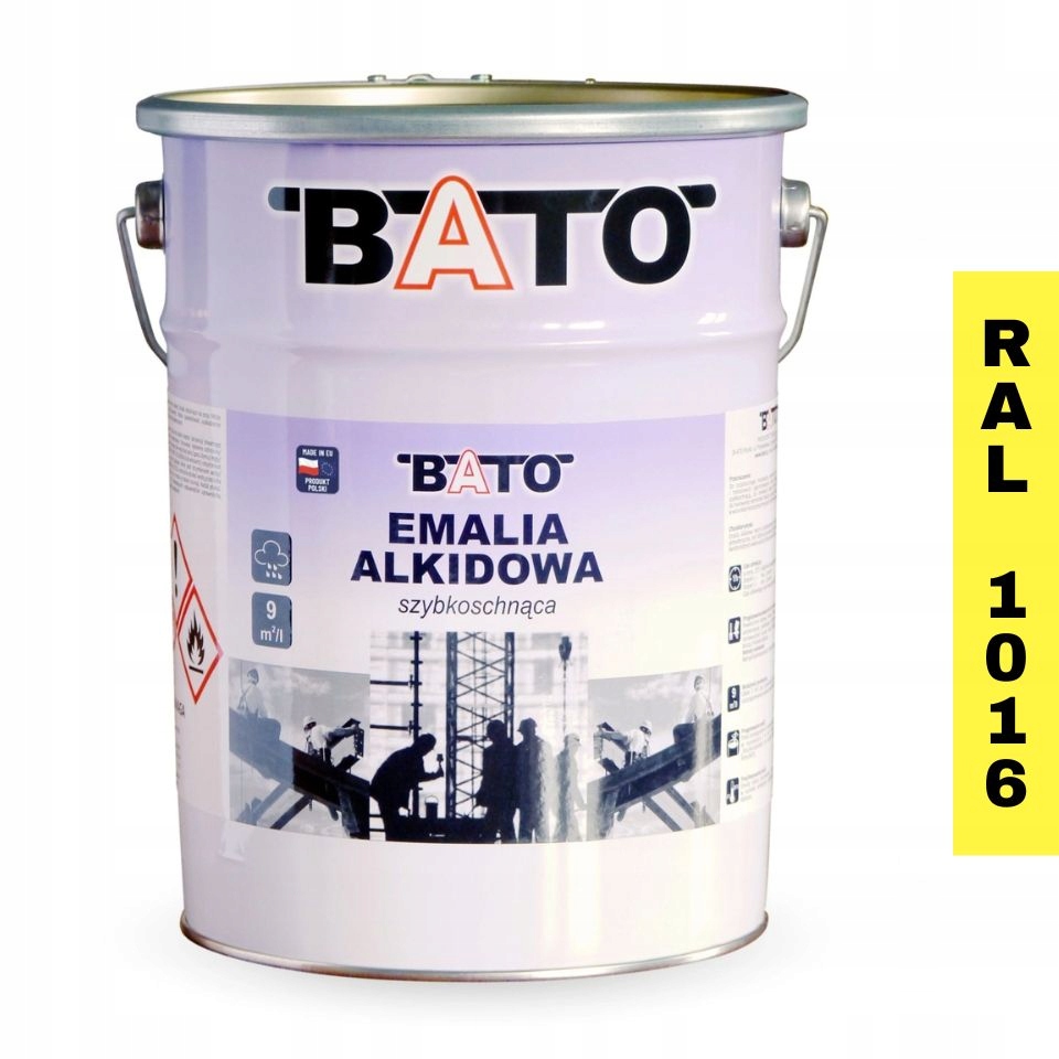 Alkydový smalt barva na kov Bato Ral 1016 rychleschnoucí 5L Žlutá
