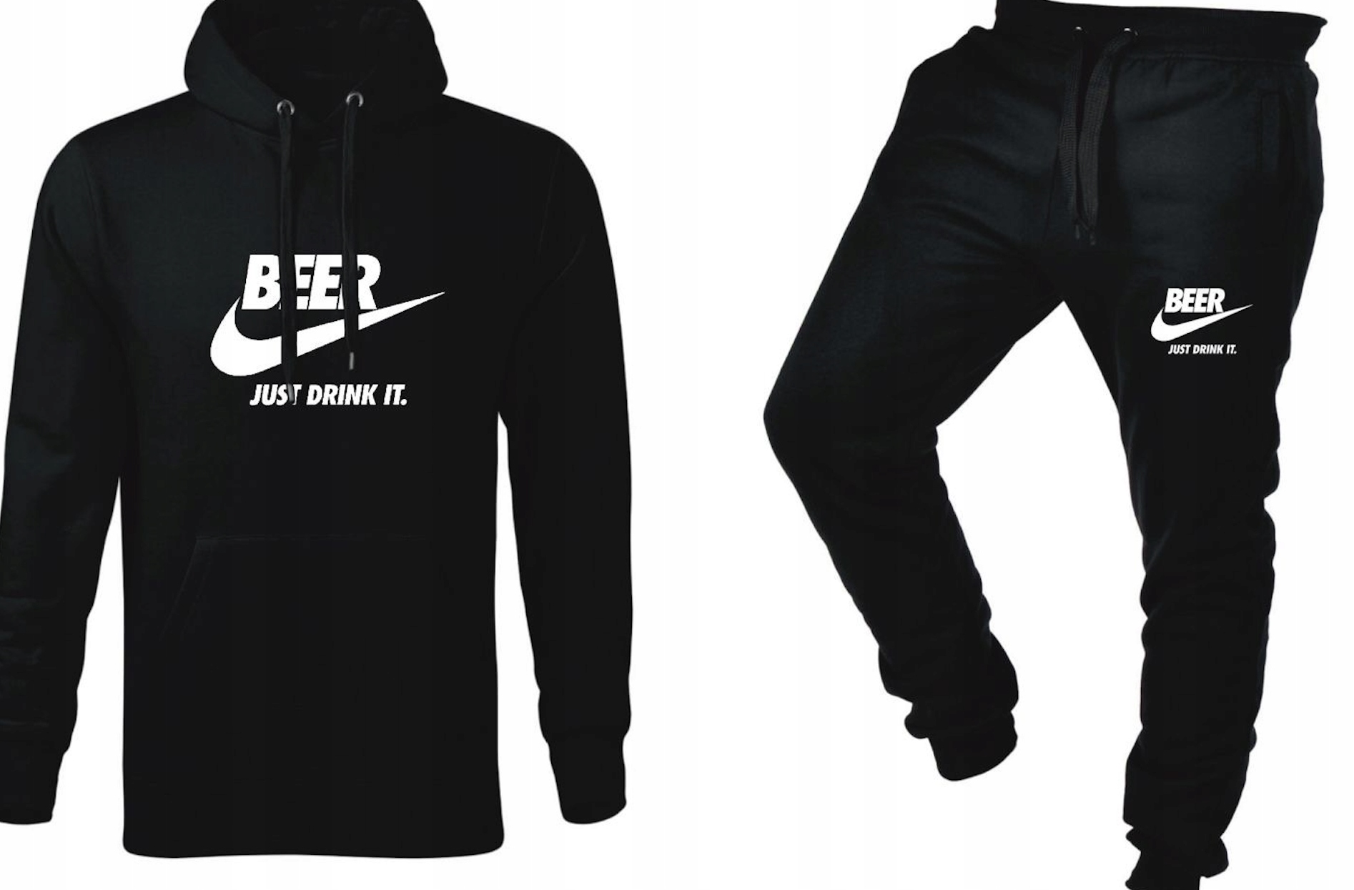 Tepláková Souprava Teplákovka Beer Just Drink It Mikina A Kalhoty Černá XL