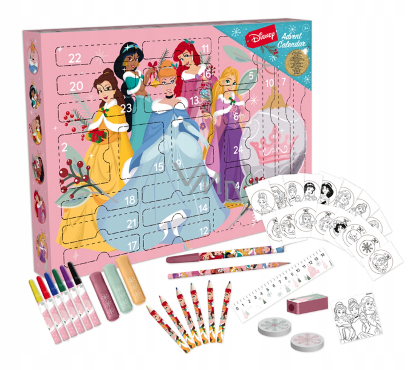 Адвент-календарь Sambro Disney Princess, карандаши, фломастеры, наклейки
