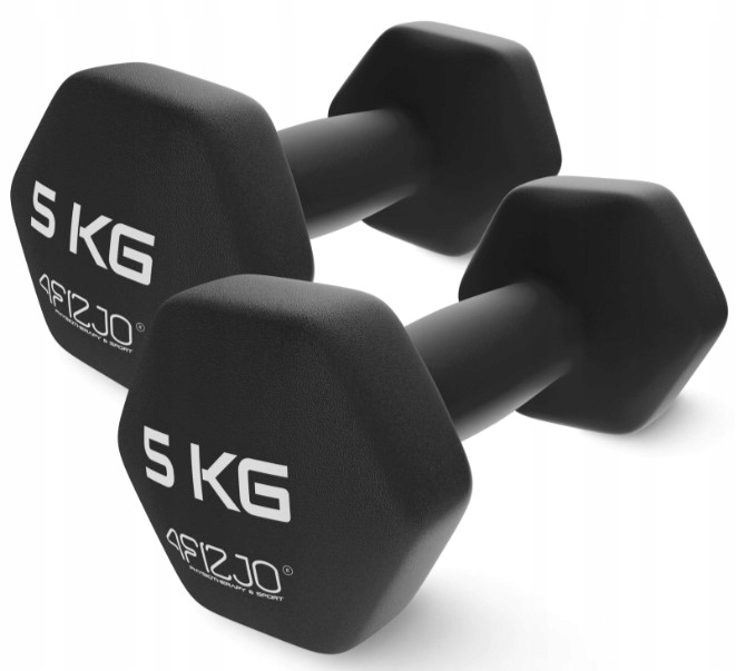 Hantle do treningu Classic ciężarki Żeliwne 2 x 5 kg winylowe 4FIZJO 2 szt.