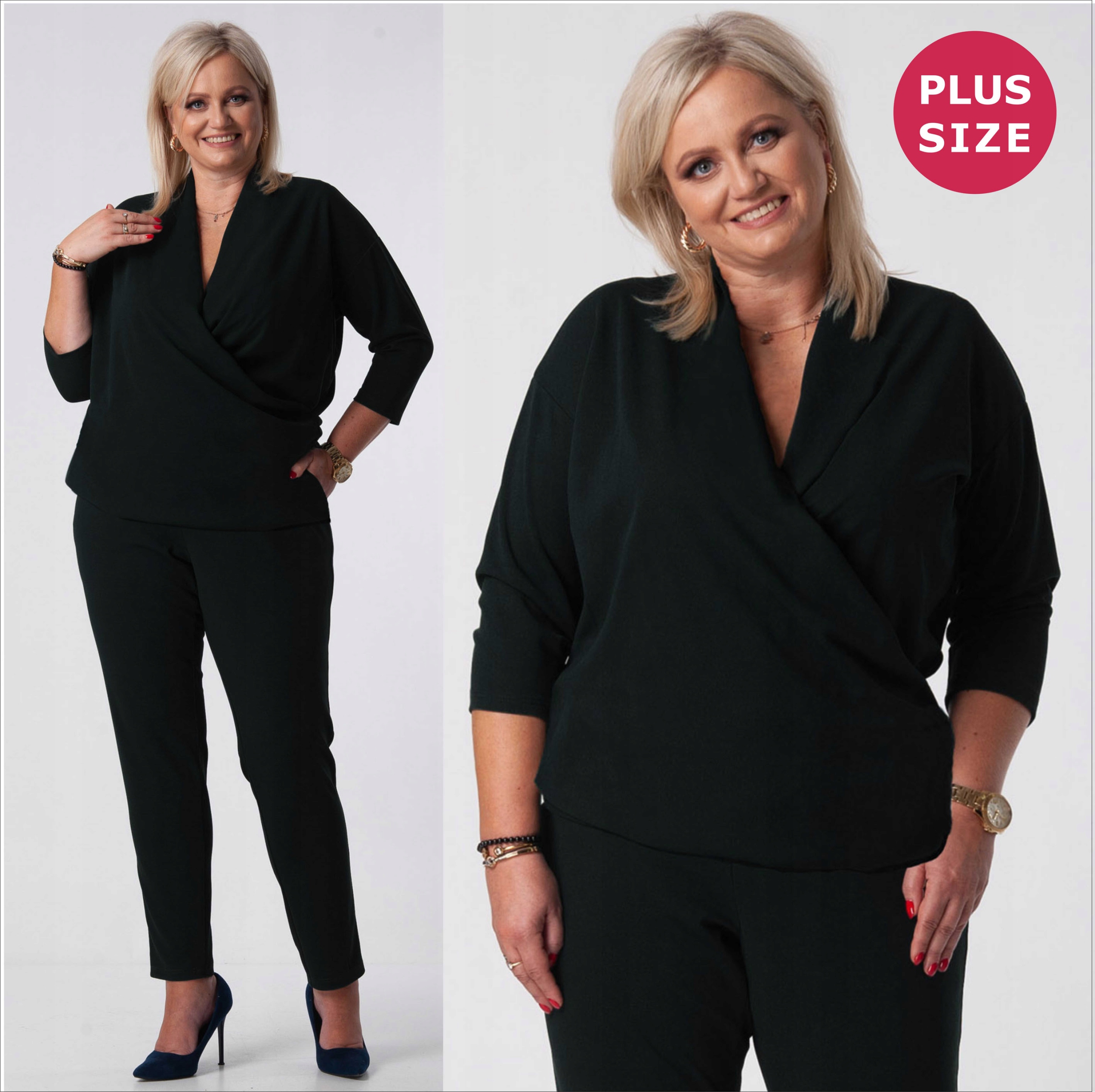 ELEGANCKI Kombinezon damski Plus Size WYSZCZUPLAJĄCY (44-54) 46 XXXL