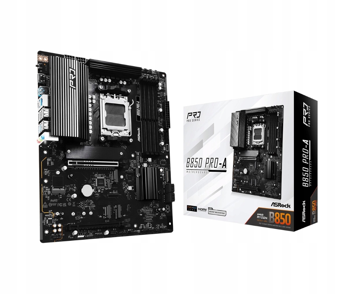Płyta główna ASRock B850 Pro-a Atx AM5 4xDDR5 PCIe 5.0 M.2 Sata III 2,5Gb