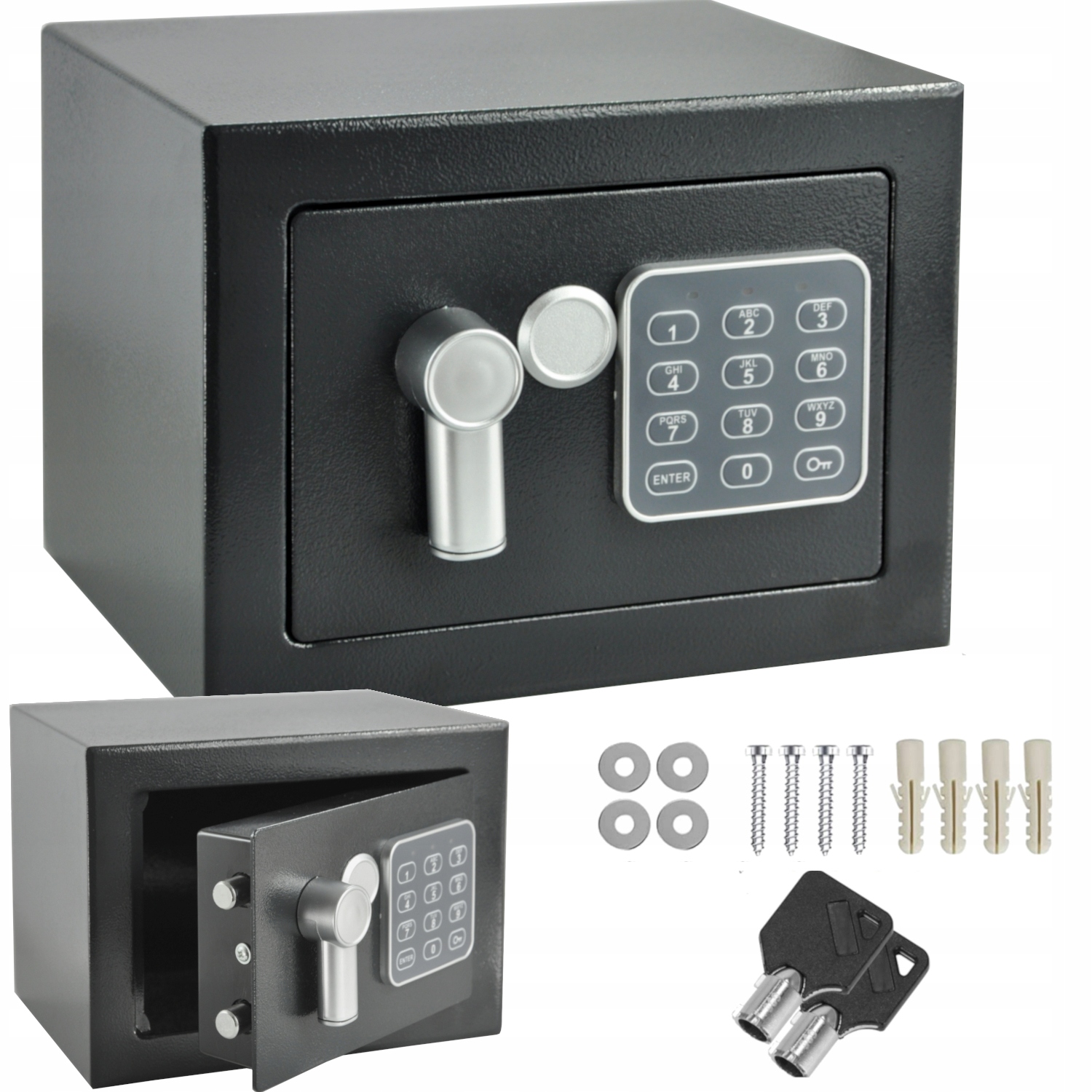 Sejf Elektroniczny Domowy Na Kod Szyfr Meblowy 2 Klucze Zestaw Montażowy