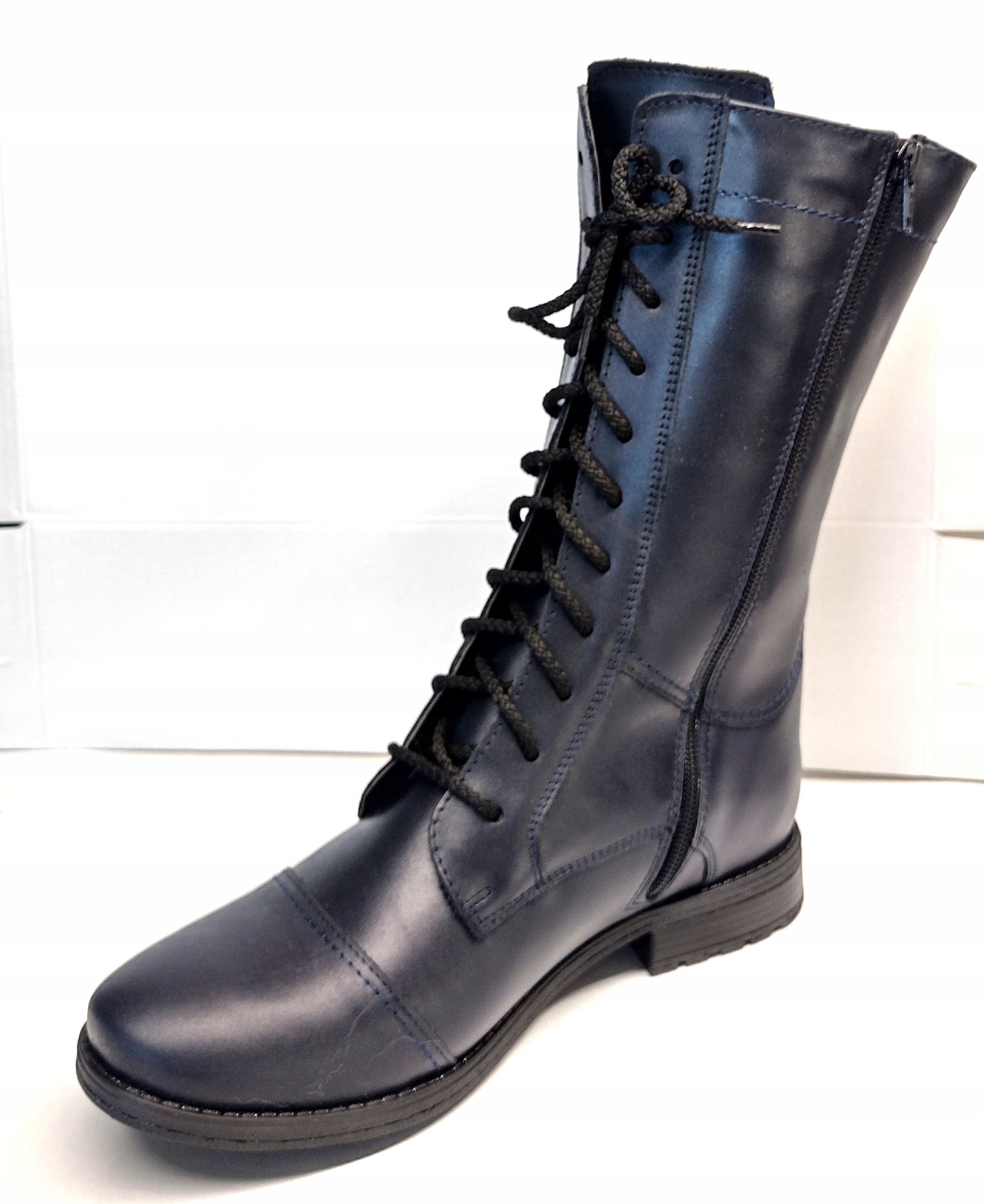 K-727 SZNUROWANE SZTYBLETY, OFICERKI, GLANY SKÓRA NATURALNA roz. 41 Rozmiar 41