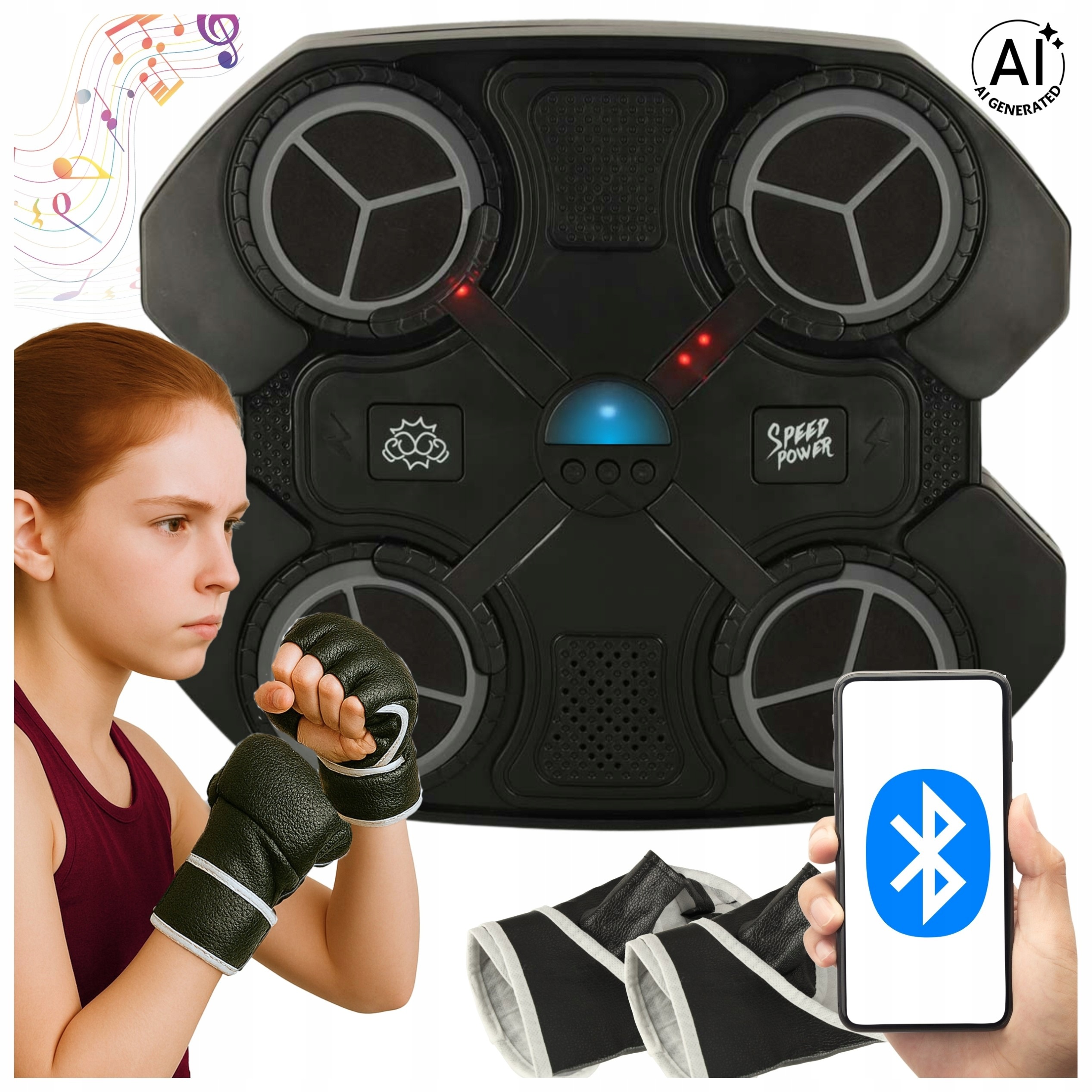 Tarcza Bokserska Treningowa Muzyczna Na Ścianę Bluetooth Boxing Rękawice