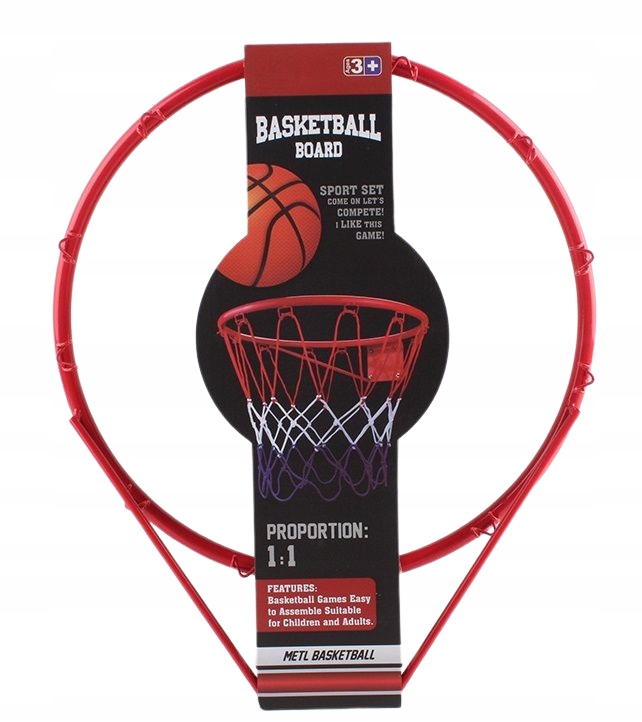 Kosz do Koszykówki Zestaw do Gry Koszykówkę Metalowa Obręcz + Piłka Pompka Kolor biel