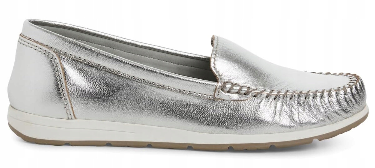 Marco Tozzi stříbrné dámské pohodlné kožené sportovní mokasíny 40