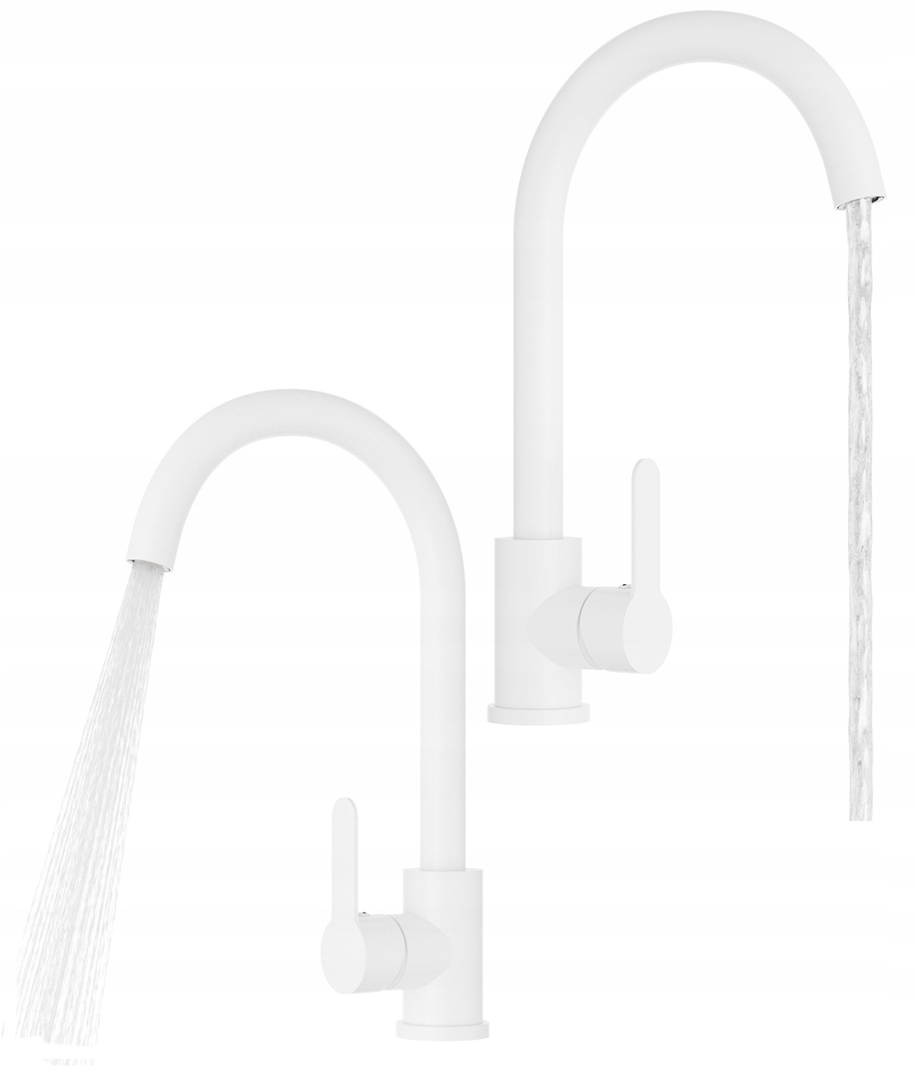 Kuchynská Batéria S Bielym Zaobleným Výtokom Do Umývadla Prestige Plus Kohútik