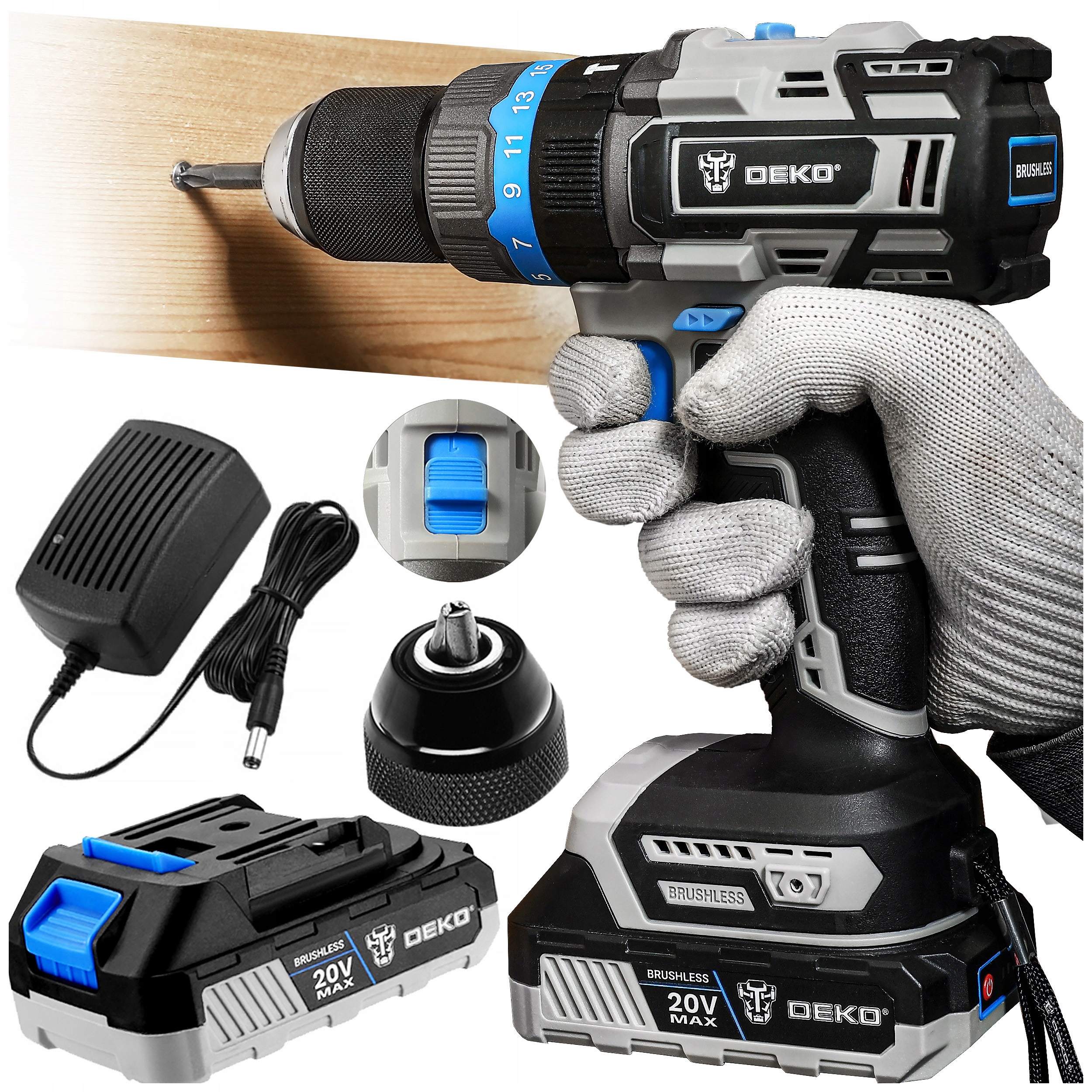 Wiertarko Wkrętarka Z Udarem Akumulatorowa 62 Nm Wiertarka Udarowa Deko