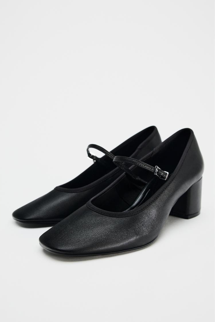 HC15311 Černé Lodičky Na Podpatku Černé Kožené (8) 39