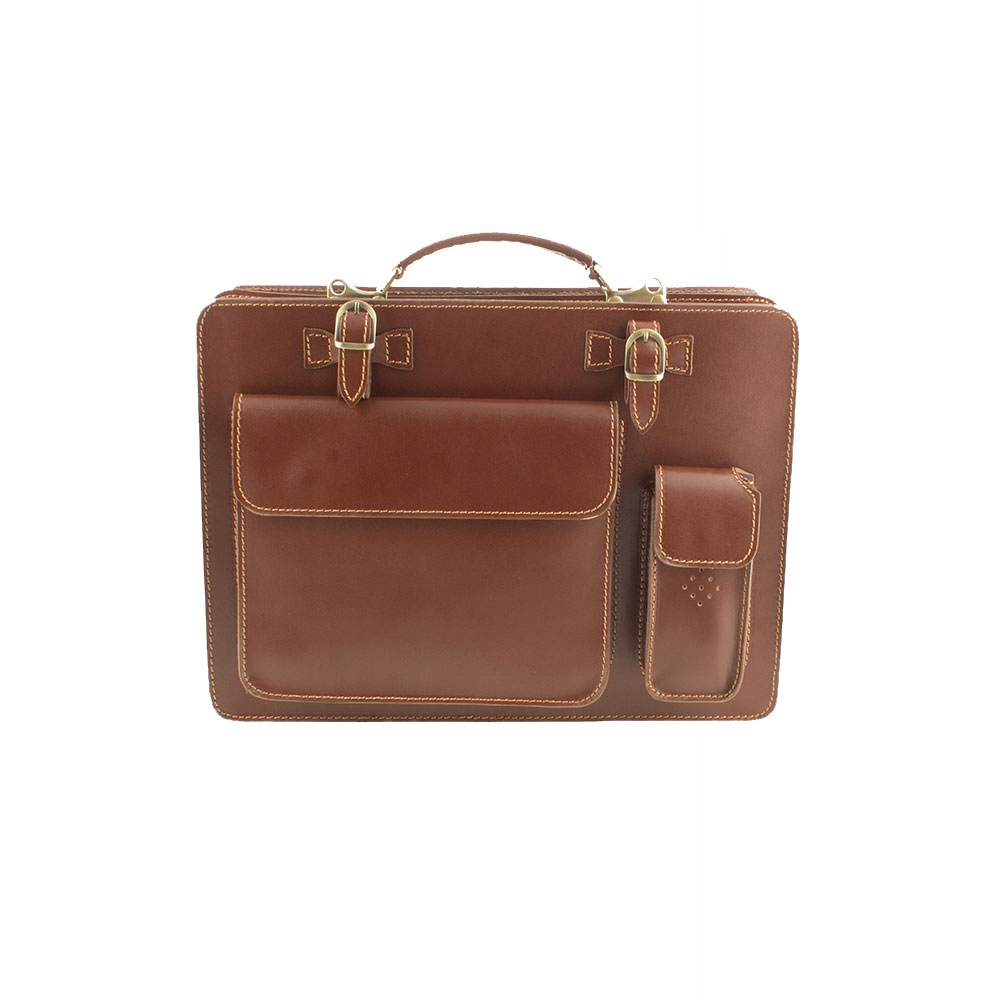 TECZKA AKTÓWKA MĘSKA SKÓRZANA GAZECIARKA BRĄZOWA Model GAZECIARKA