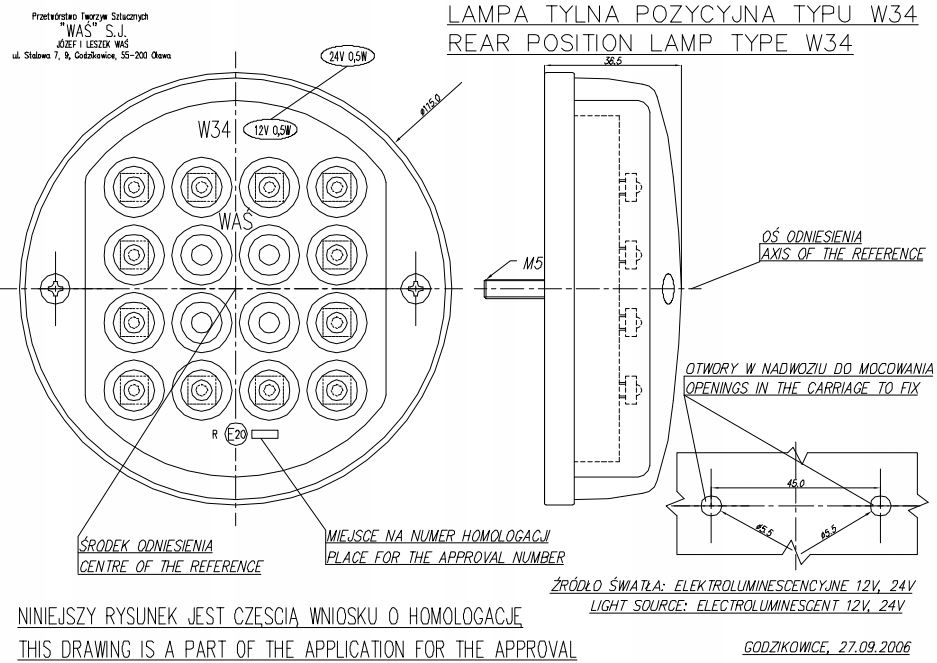 Lampa LED cofania okragla W33 173 Lamp Type universal