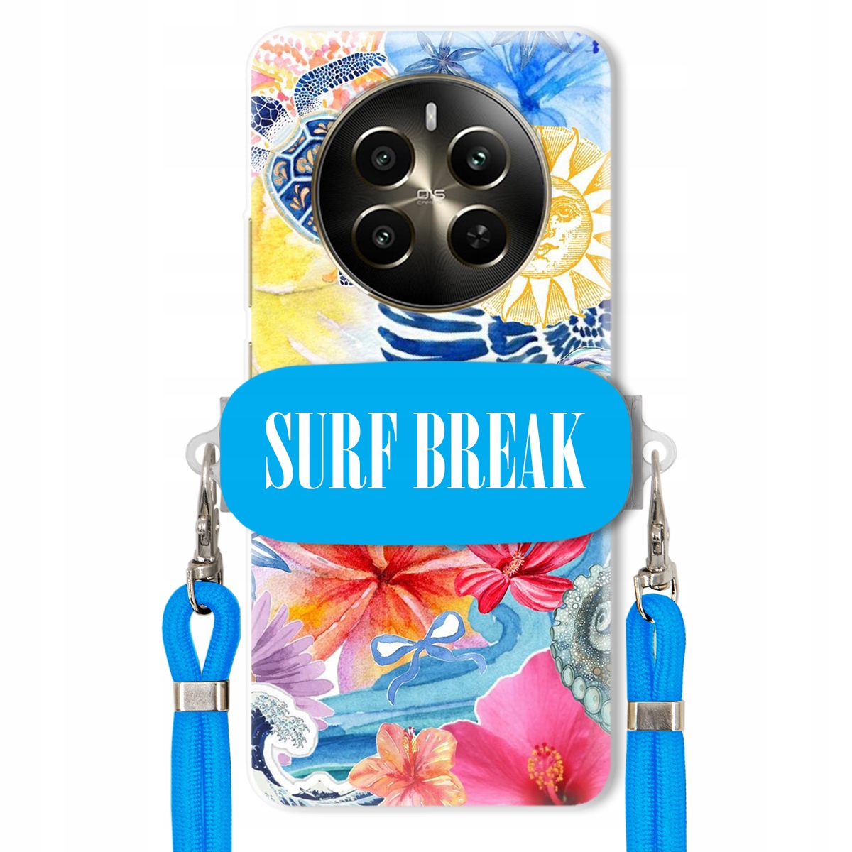 Puzdro pre Realme 12 Plus 4G Crossbody vodítko Blue držiak Surf Break Lata