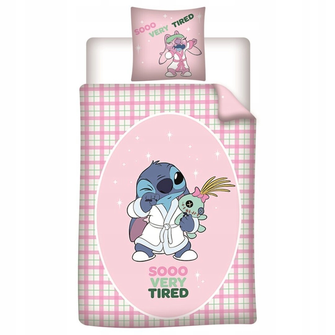 Povlečení 140x200 Lilo a Stitch růžová kostkovaná Andzia