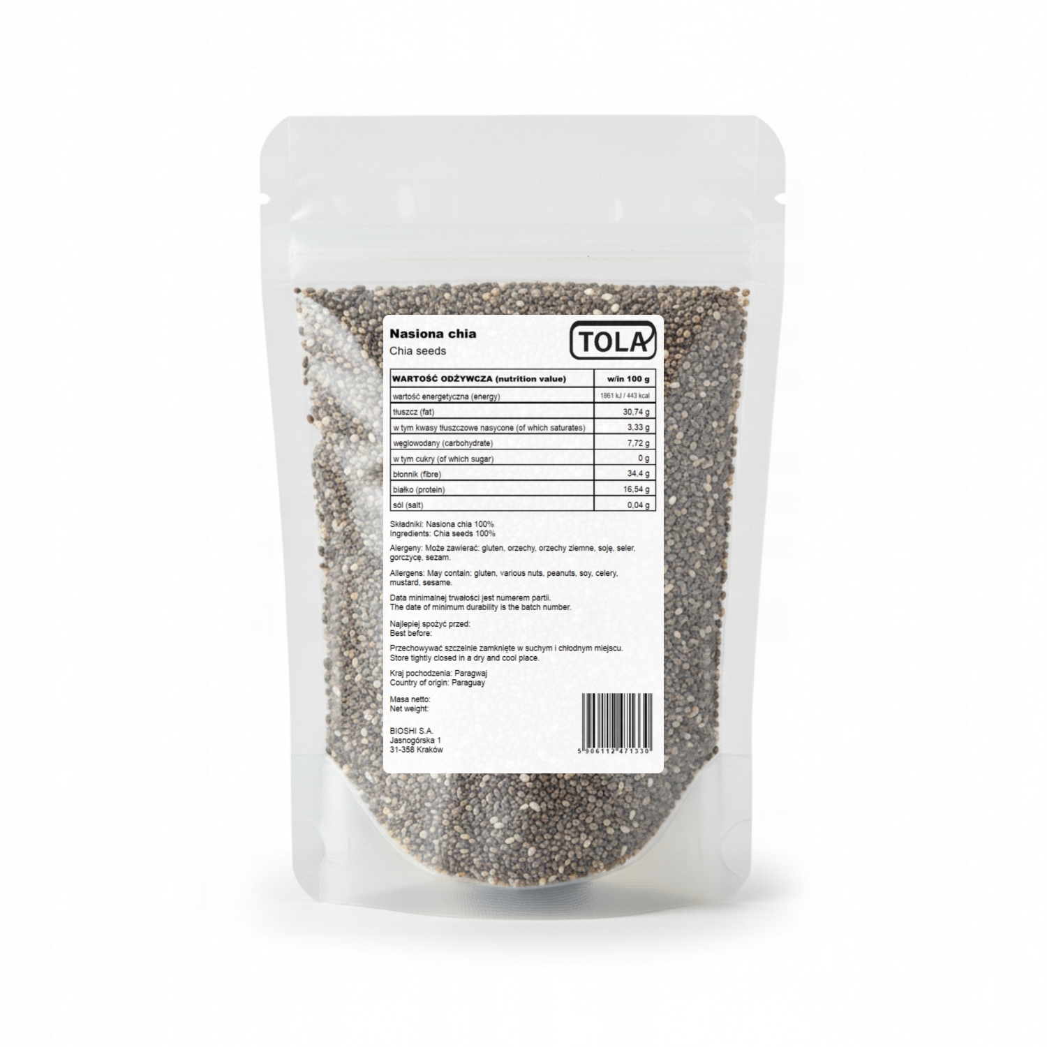 Levně Chia Semínka 10 kg – přírodní superpotravina, vysoká kvalita Tola
