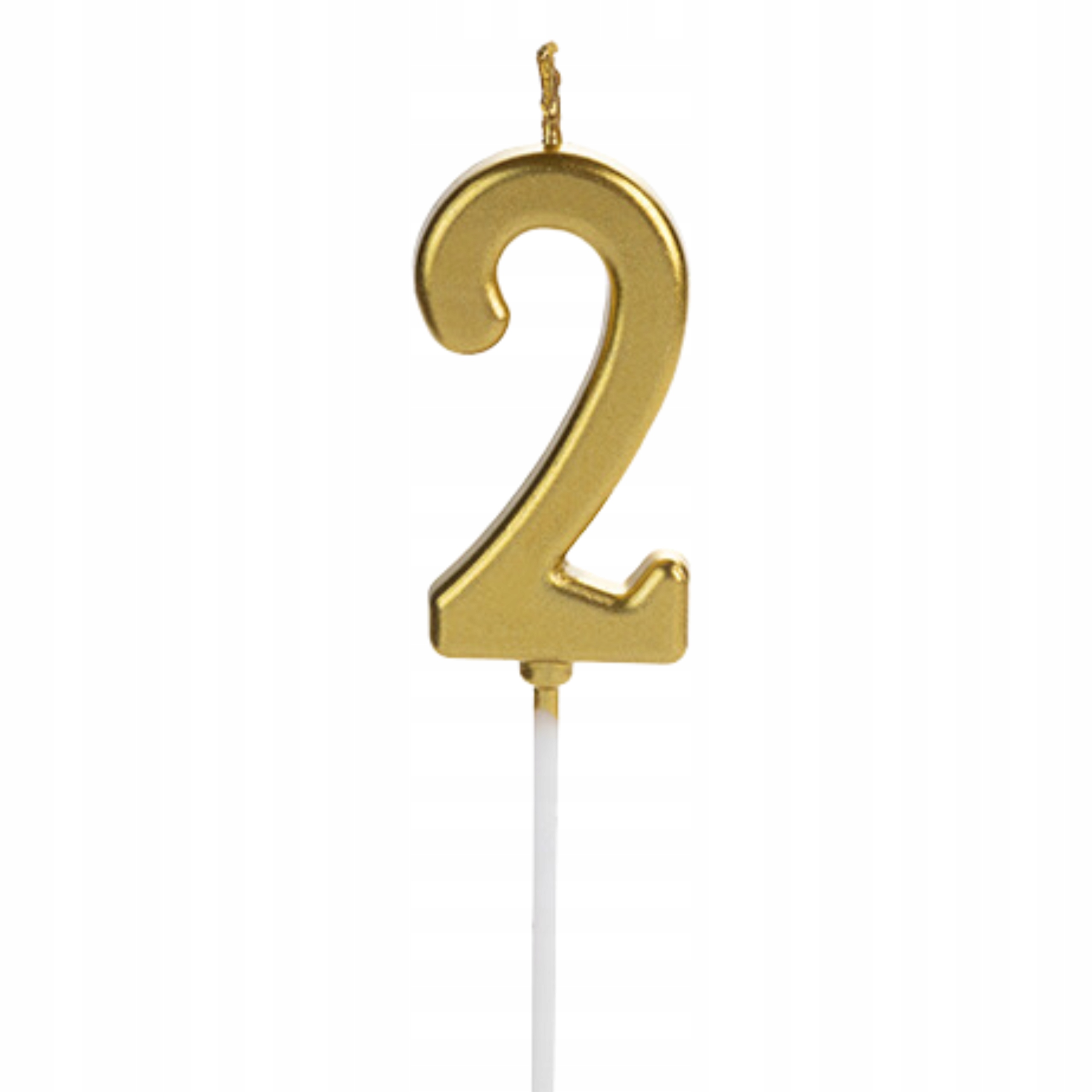ŚWIECZKA URODZINOWA NA TORT ZŁOTA CYFRA 2 URODZINY DEKORACJA