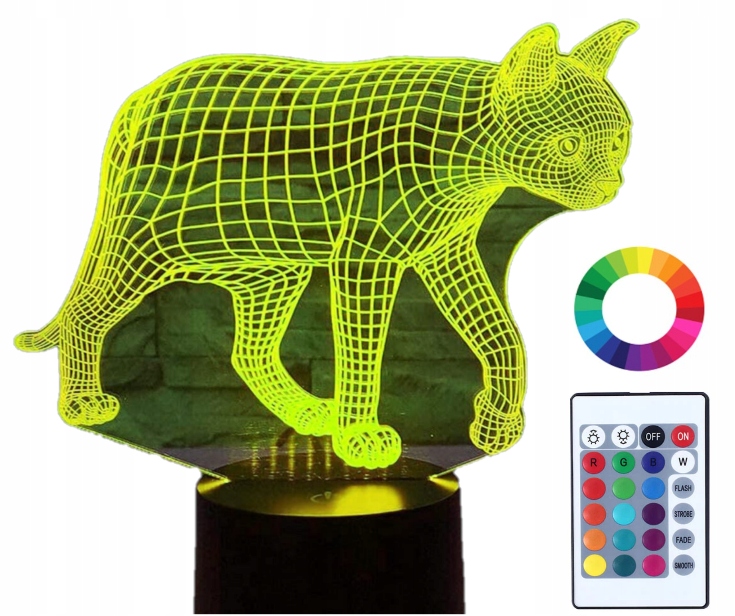 

Lampka Nocna Kot Kotek 3D Led Imię