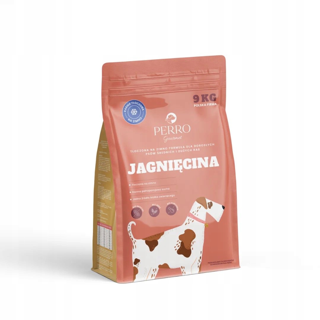 Karma tłoczona na zimno Perro Gourmet Jagnięcina 9kg dla psów ras M/L