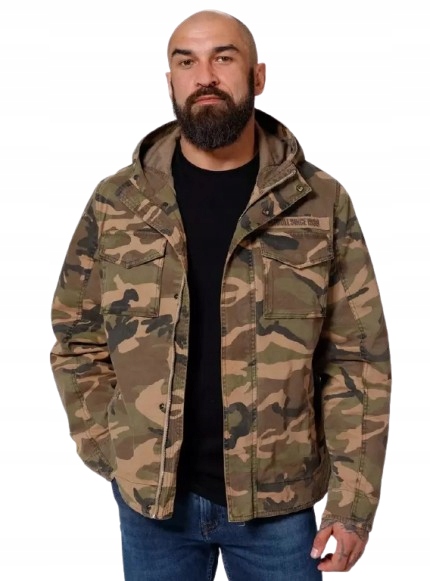 maskáčový Pánská přechodová bunda s kapucí Pit Bull Fallon- woodland camo vel. M