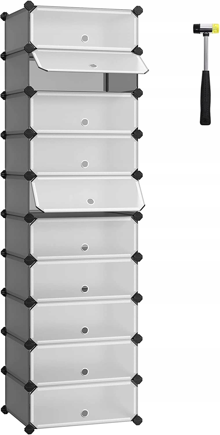 Szafka na buty pojemnik organizer modułowa szary 43 x 173 x 31 cm lekka