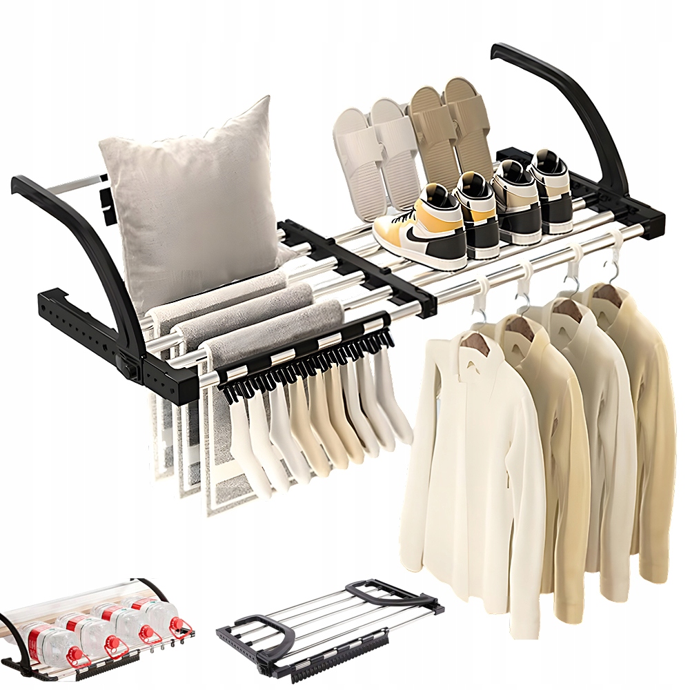 Levně Sušák Rozkládací Nerezová Ocel 17 Nastavitelných Háčků Na Prádlo