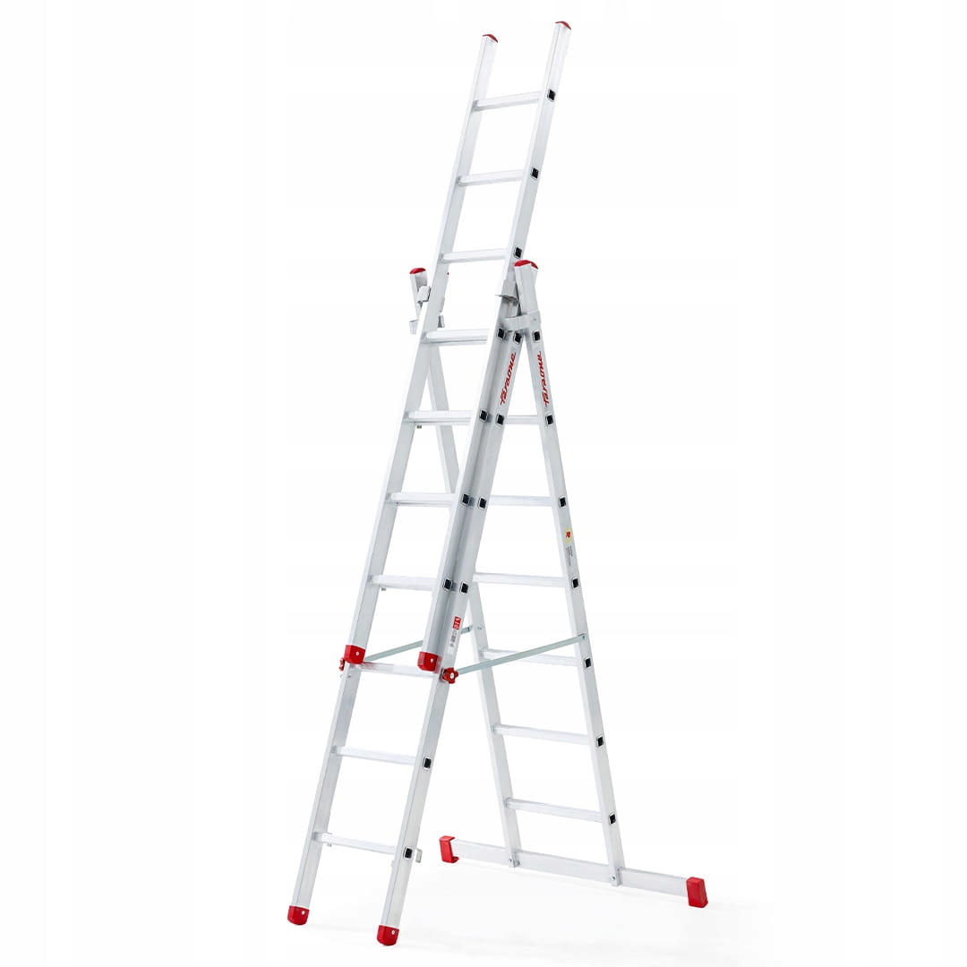 Drabina aluminiowa na schody profesjonalna FARAONE 3x10 AK300.3SC- 7,18 m — 15