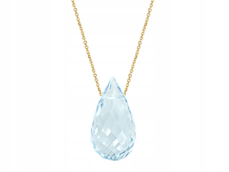 Zlatý náhrdelník slza přívěsek s řetízkem blátivý topaz přírodní 14k