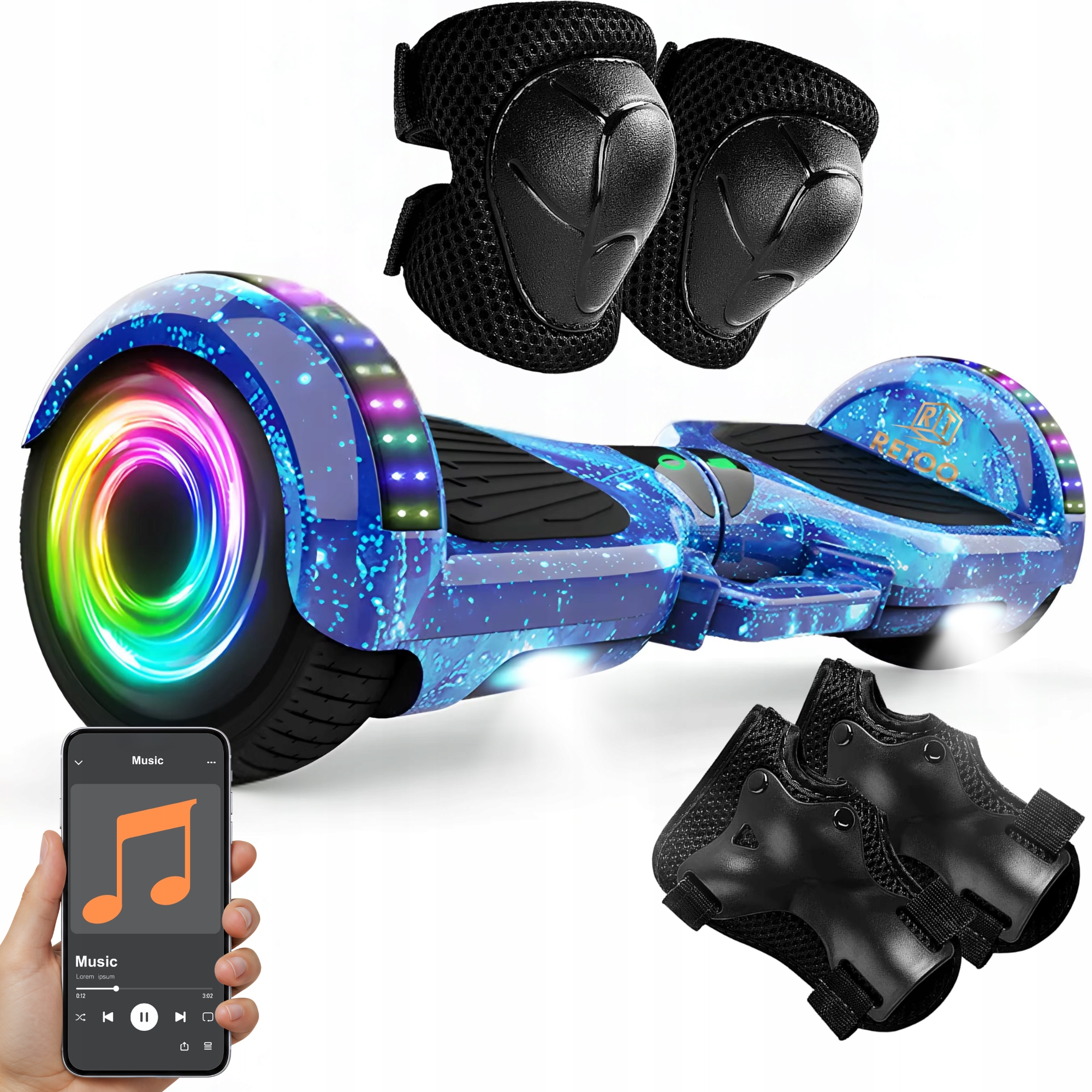 HOVERBOARD DESKOROLKA ELEKTRYCZNA 6,5 CALI LED DESKA GŁOŚNIK OCHRANIACZE