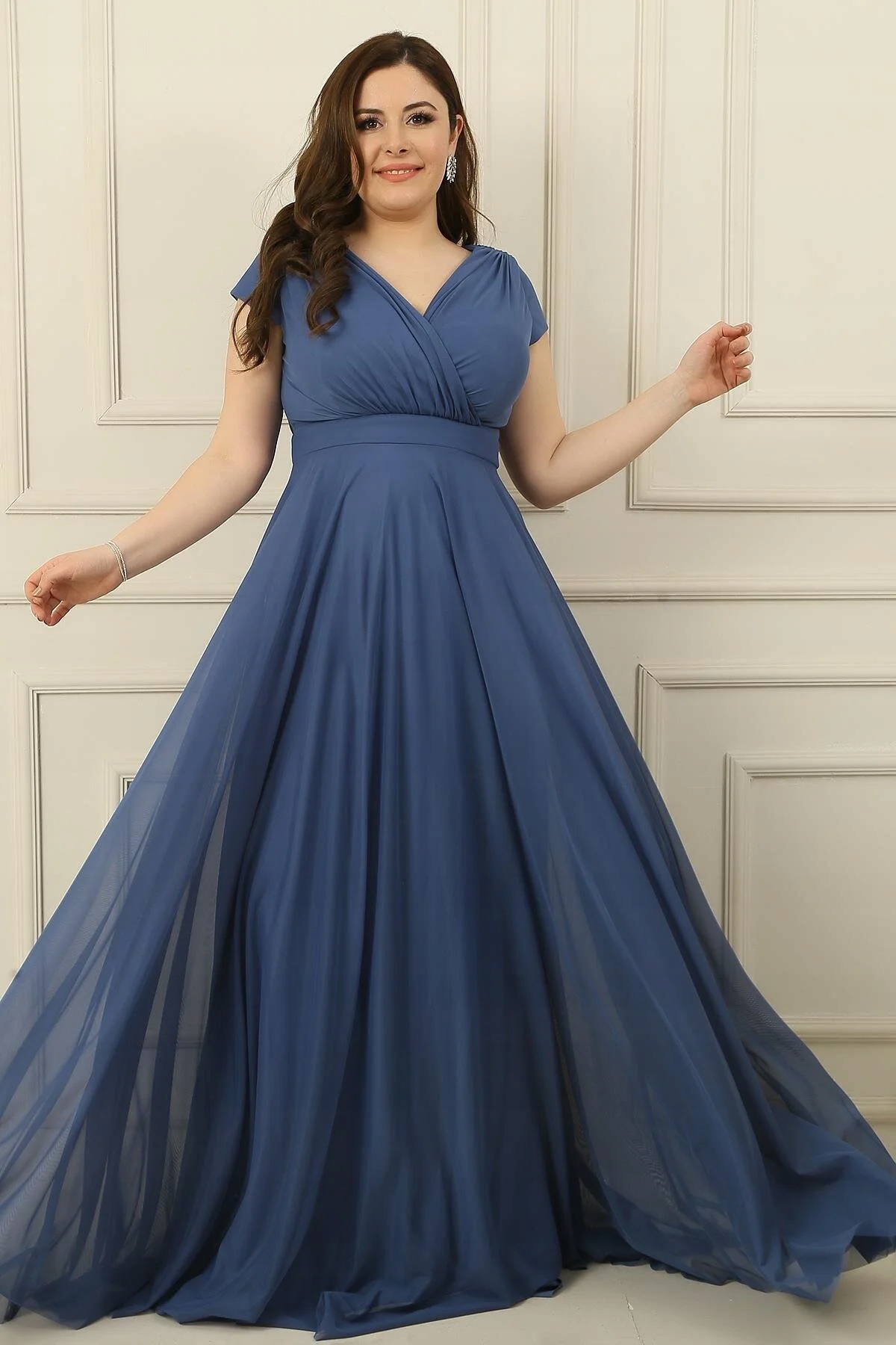 Šaty Plus Size Modré Rozevřené 2XL 5GA