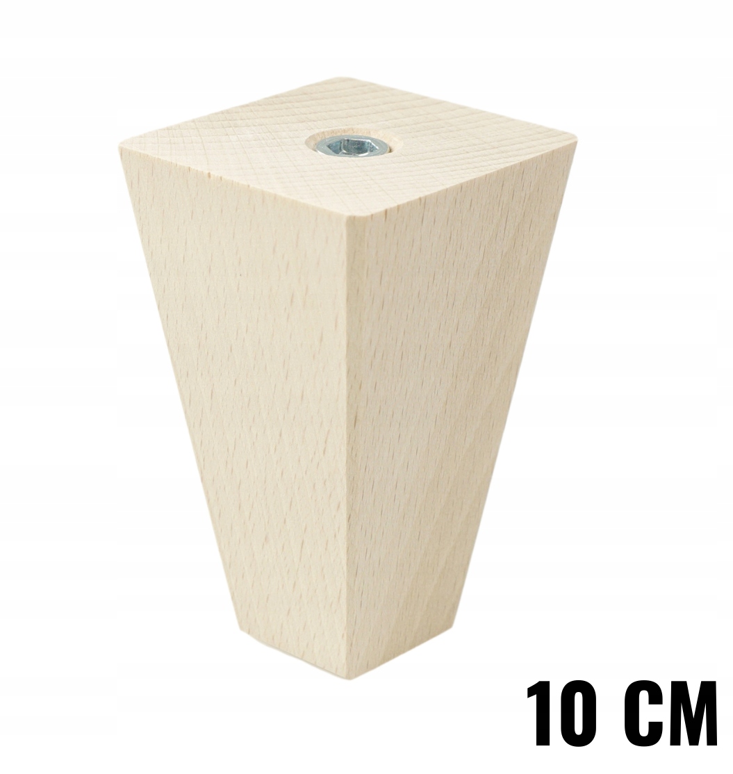 

noga do mebla bukowa prosta trapez surowa 10 cm