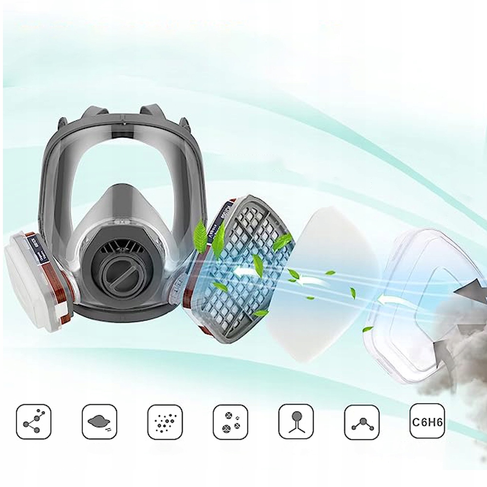 MASKA PEŁNA 6800 DO PRZECIWGAZOWA LAKIERNICZA GAZOWA Z FILTR 12 SZT ZESTAW Model 6TL0157-MP 6800
