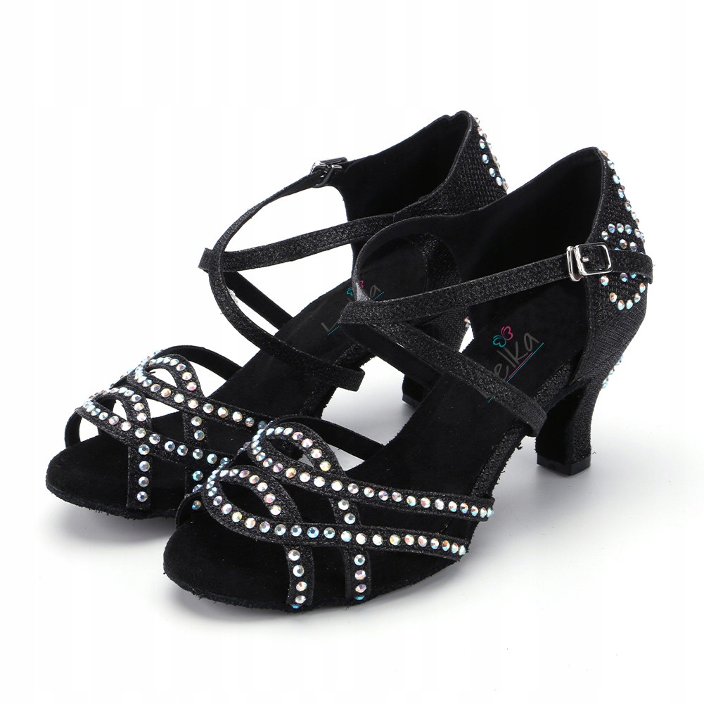 Buty Do Tańca Taneczne Z Cekinami Czarne 6cm