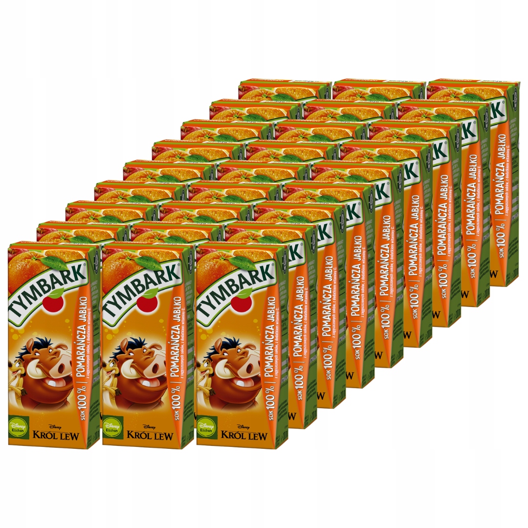 Levně Tymbark Šťáva 100% jablko-Pomeranč 200 Ml x 27 kusů