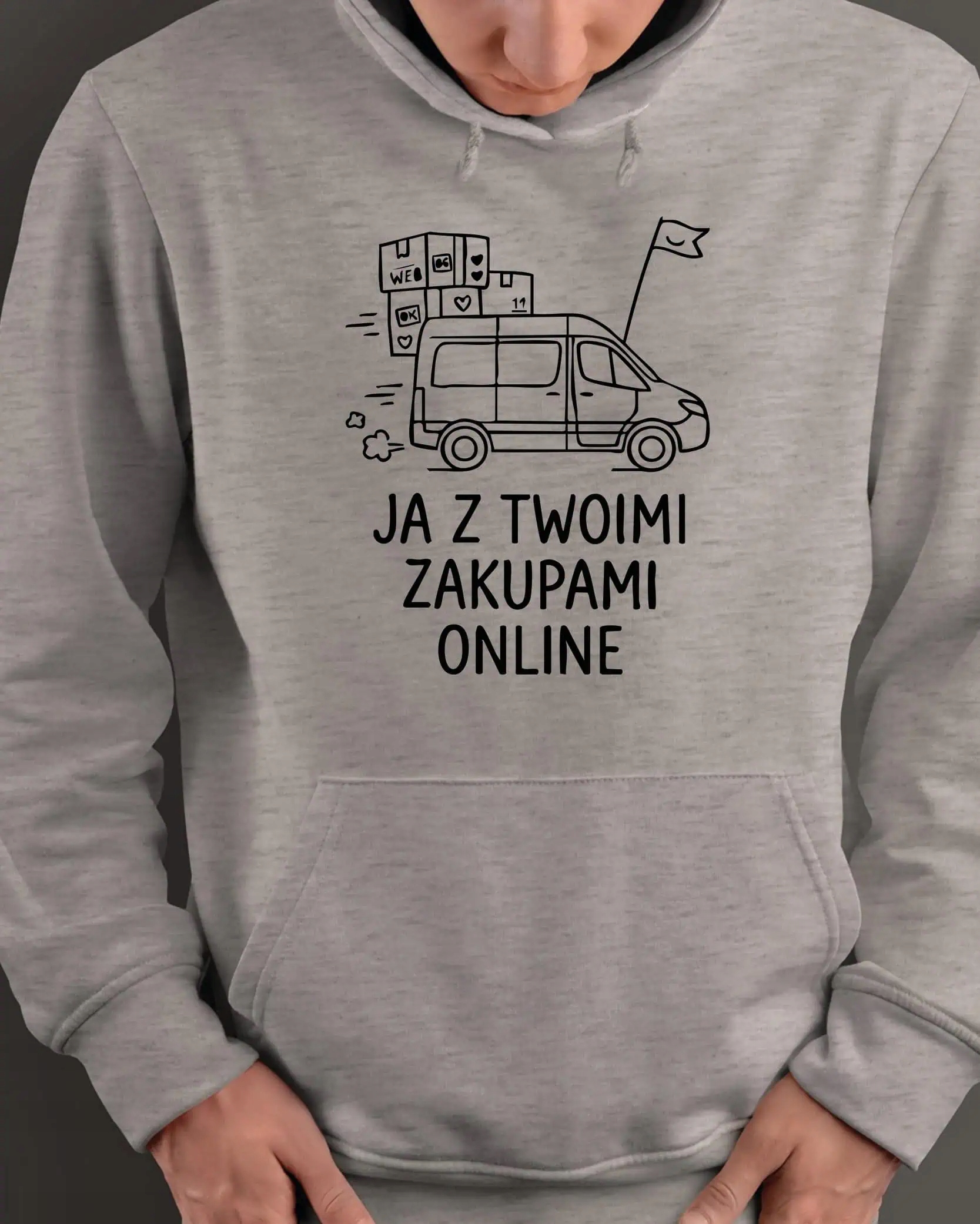 Mikina s kapucí Dárek pro kurýra Kurýr Šedá M