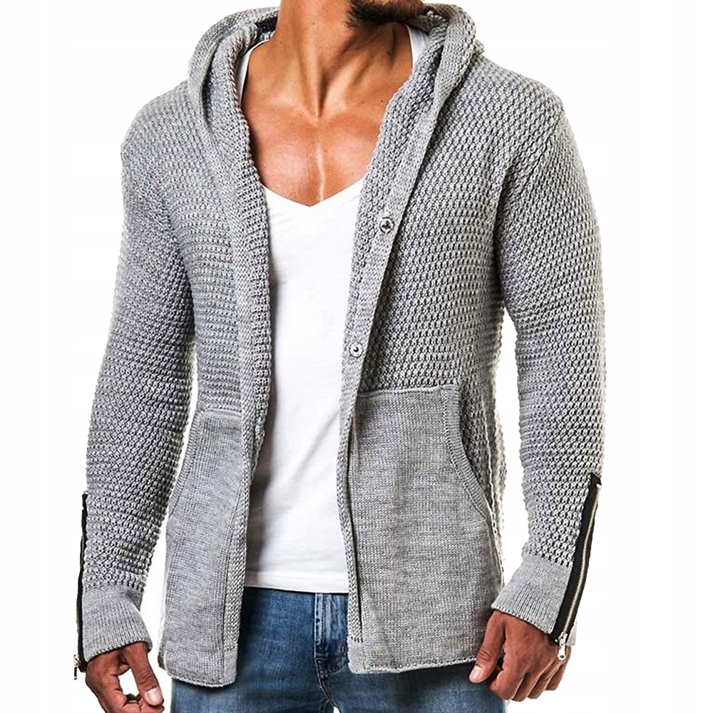 

Kardigan Sweter przedłużany z kapturem bluza zamek