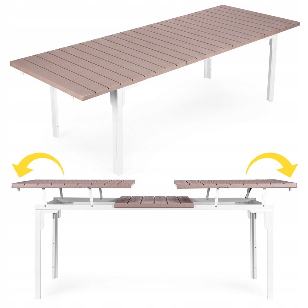 Rozkladací záhradný stôl 180 240 cm, oceľ, Hdpe, béžový