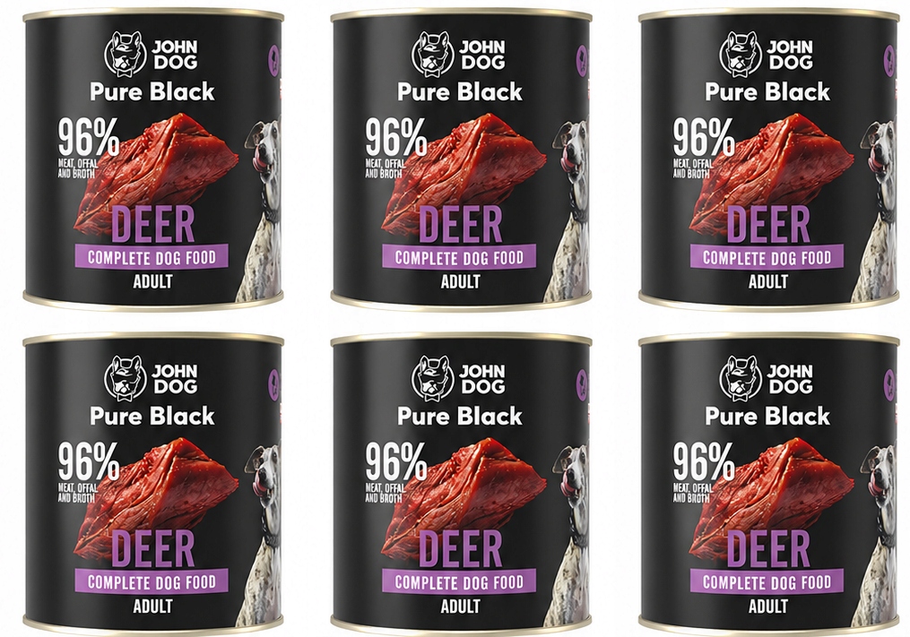 John Dog Pure Black Adult Deer 6 puszek 800 g