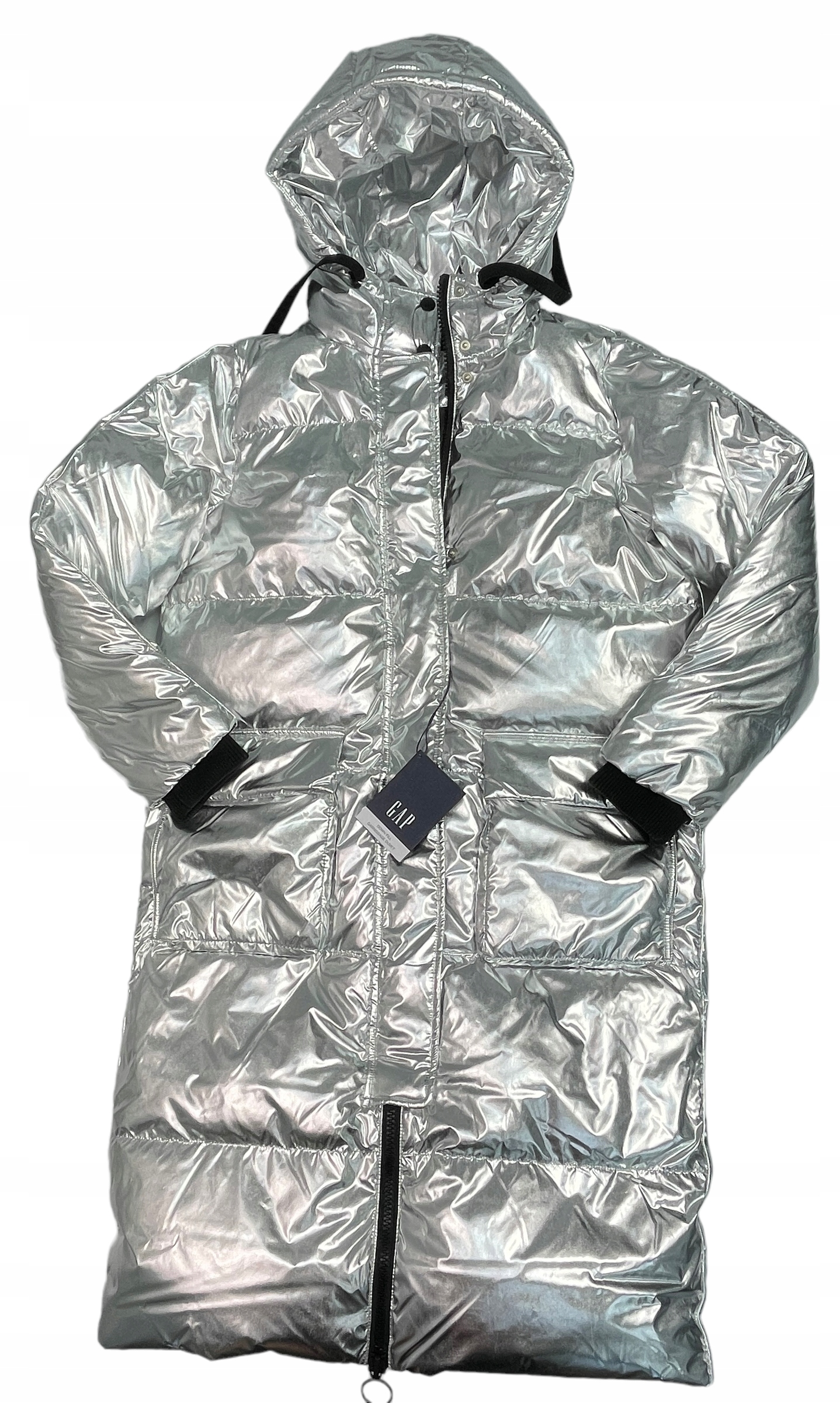 Dlouhá zateplená prošívaná dámská bunda kapuce Gap