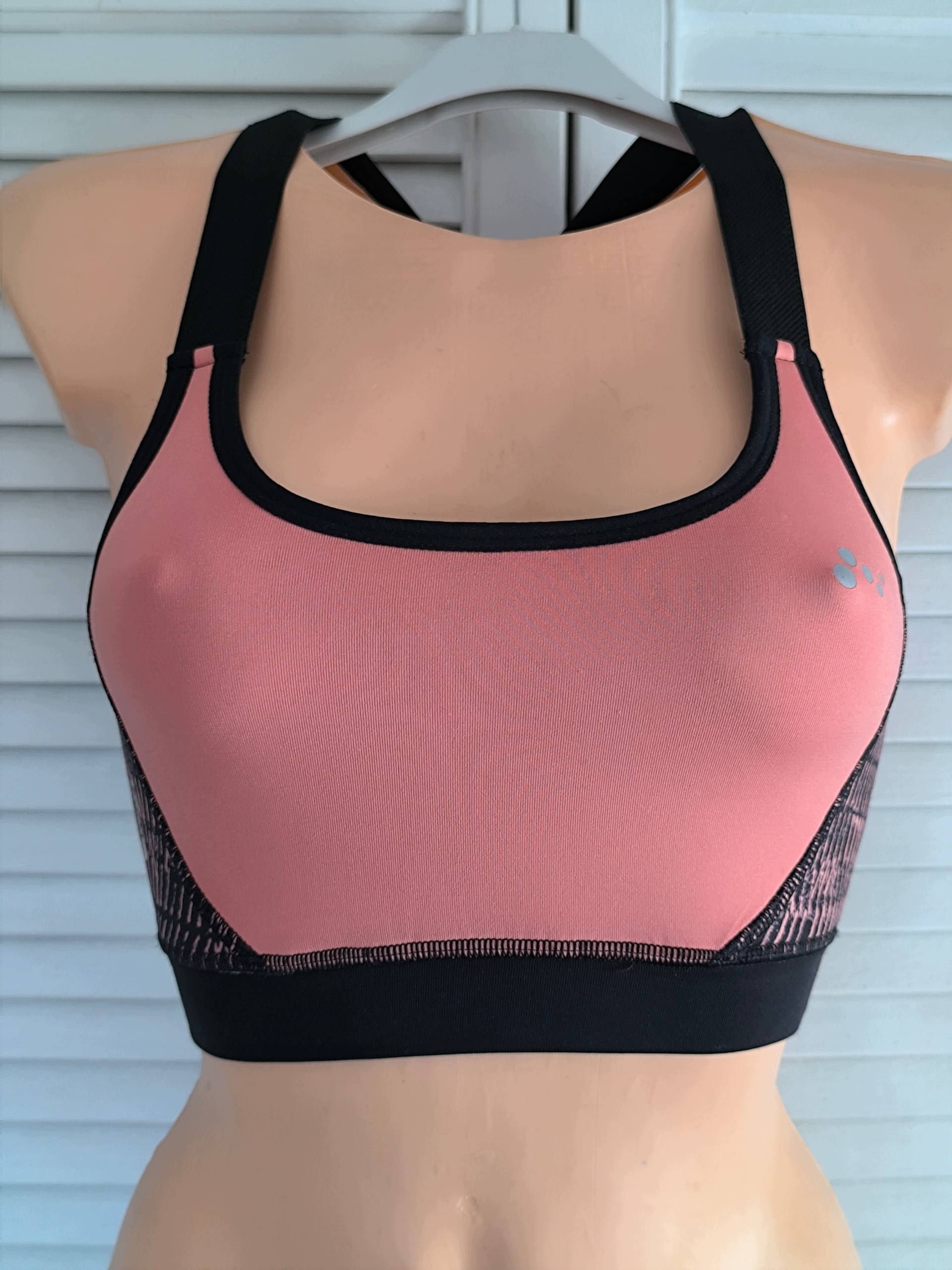 Damski Czarno Różowy Sportowy Biustonosz Only Play B-dry Bra L