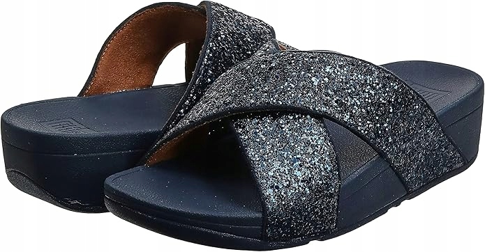 Flip Flop Elegantní Tmavě Modré Nazouváky Se Třpytkami Na Platformě 41 6GA