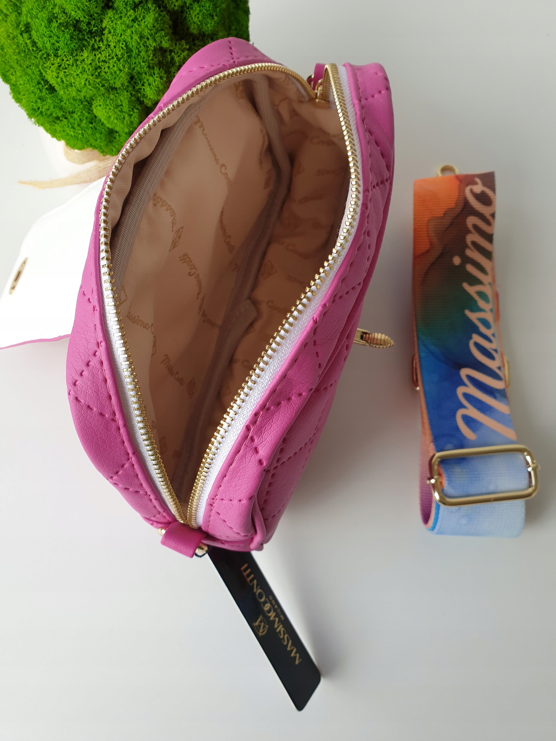 Torebka Massimo Contti listonoszka pikowana fuksja Zapięcie zatrzask