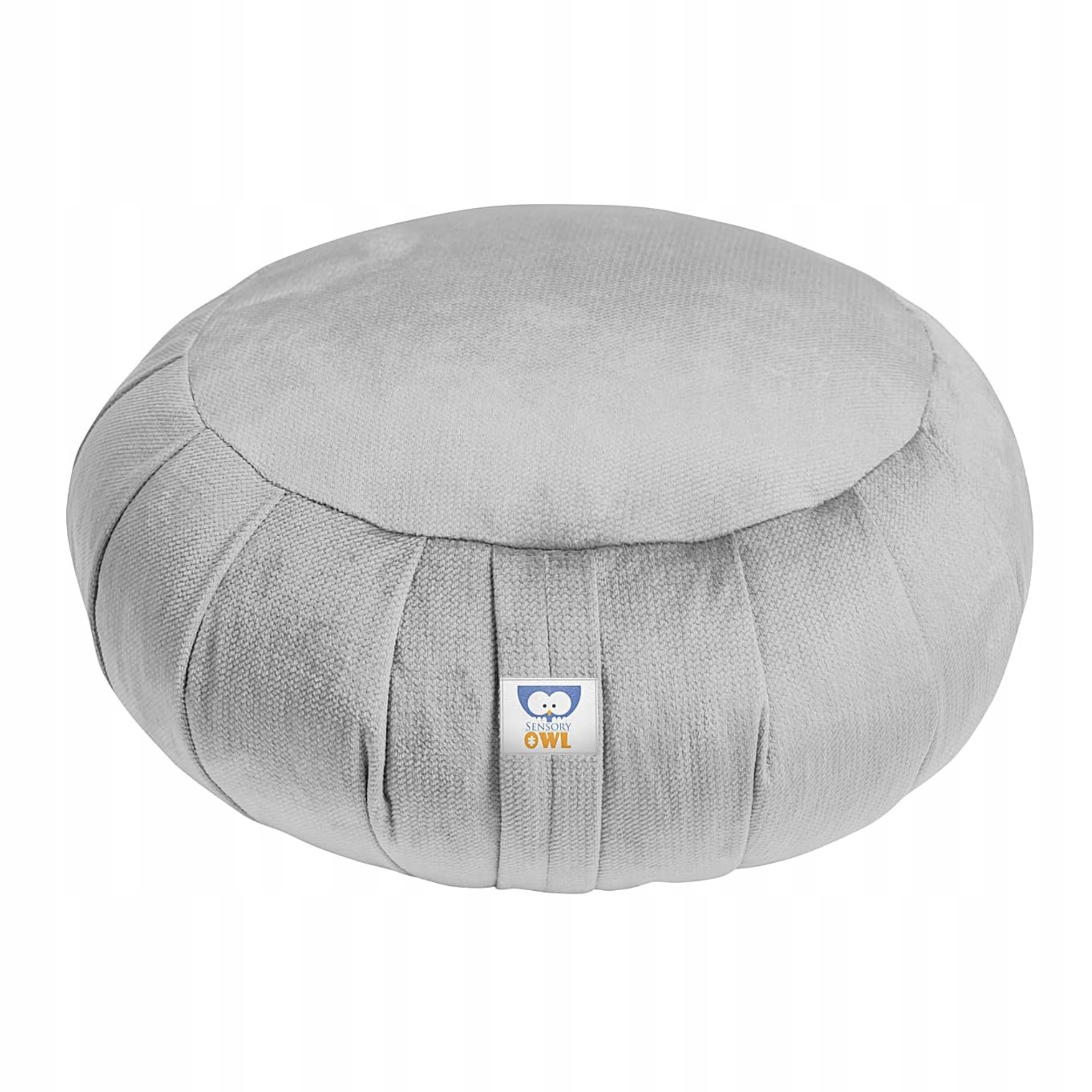 Polštář Zafu kulatý pro meditační jógu a cvičení Pohankové slupky stříbrný