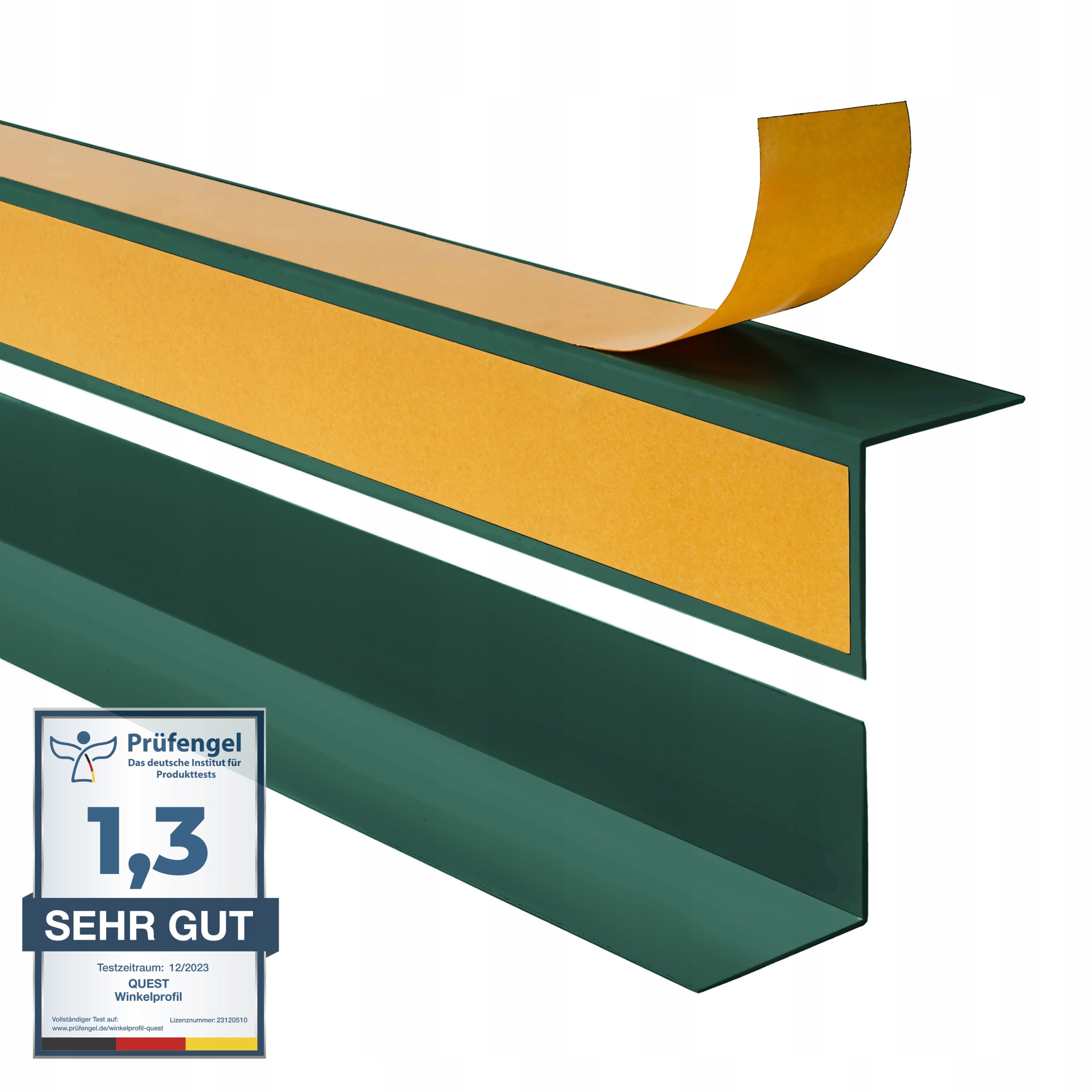 Pvc uholník tvrdý lepený na vonkajšej strane, zelený, 20x20 mm, 100 cm