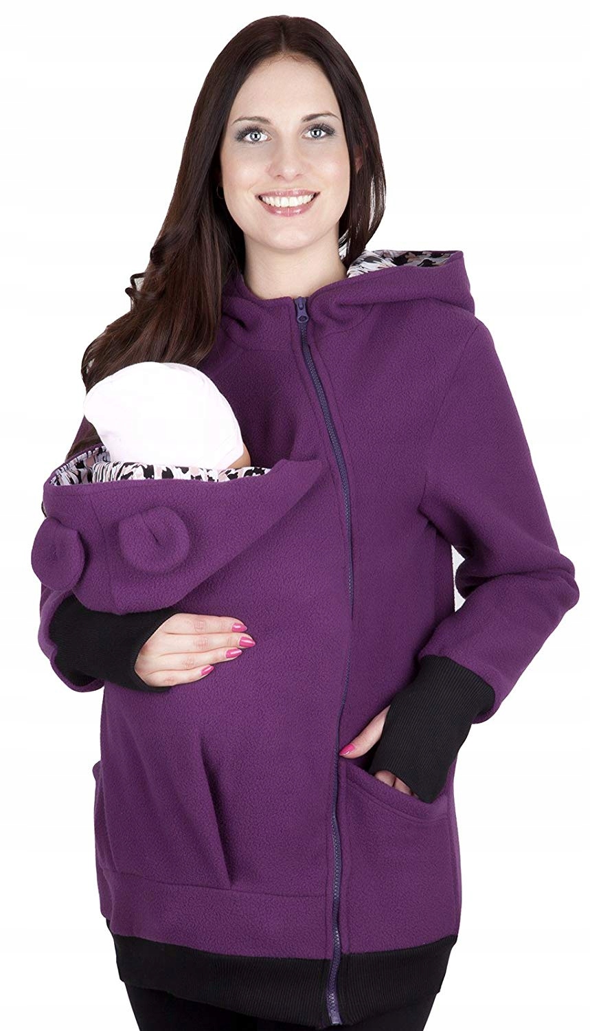 Mikina fleecová pro nošení dítěte, fialová, velikost M