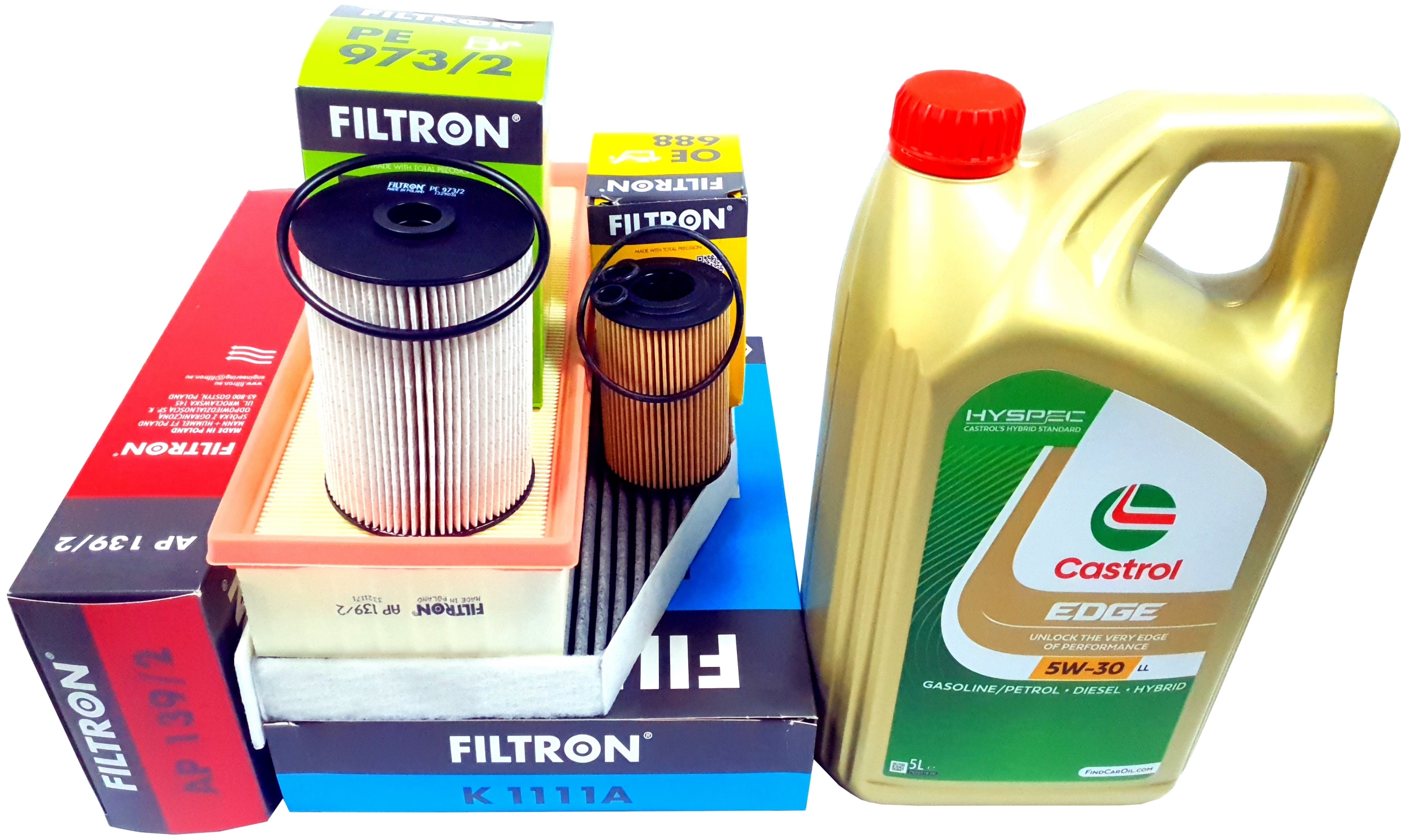Sada 4 filtrů Vw Passat B7 Sharan II Tiguan I 2.0 Tdi Castrol 5W30 5L