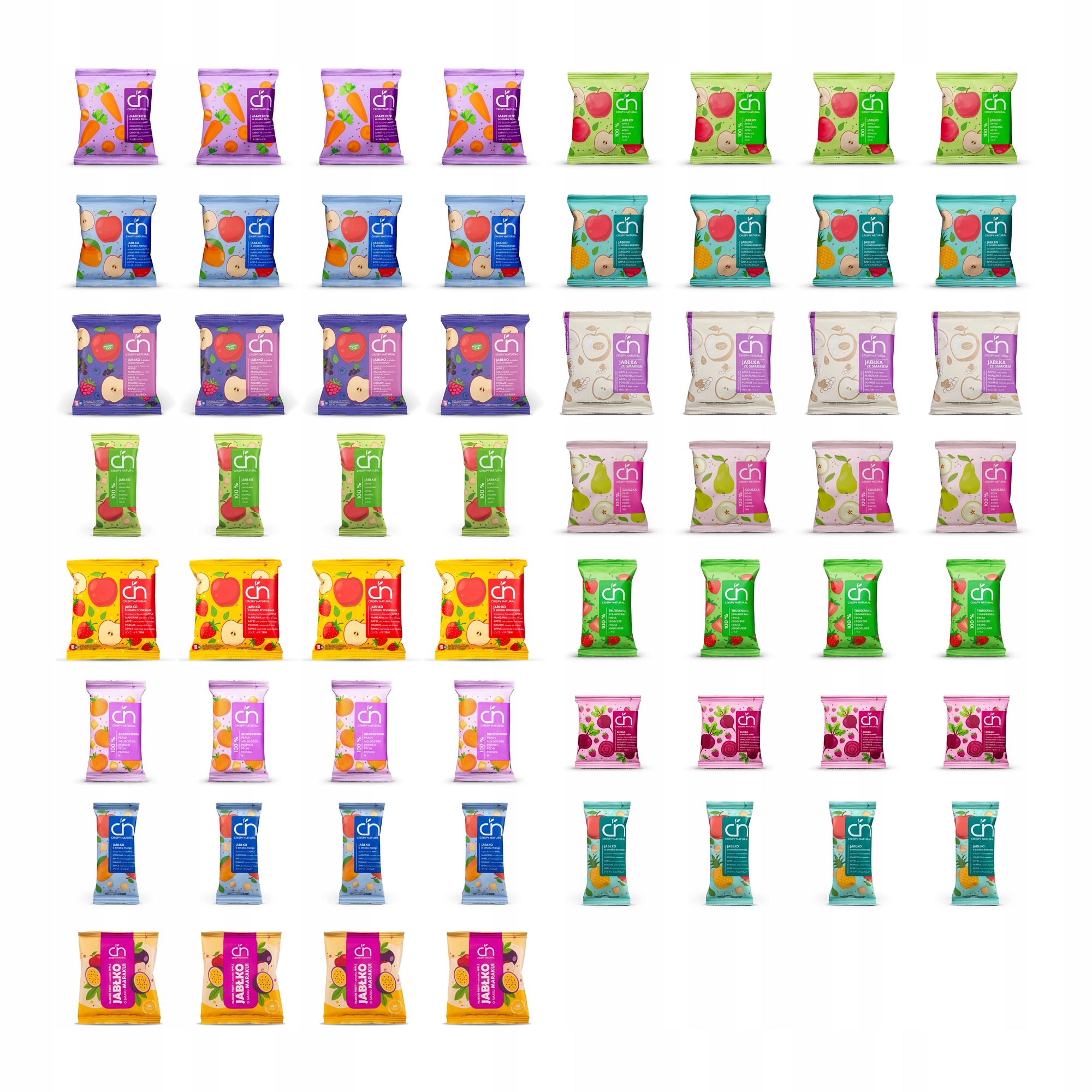 Zestaw Crispy Natural MIX smaków suszone chipsy i kostki 60 szt.