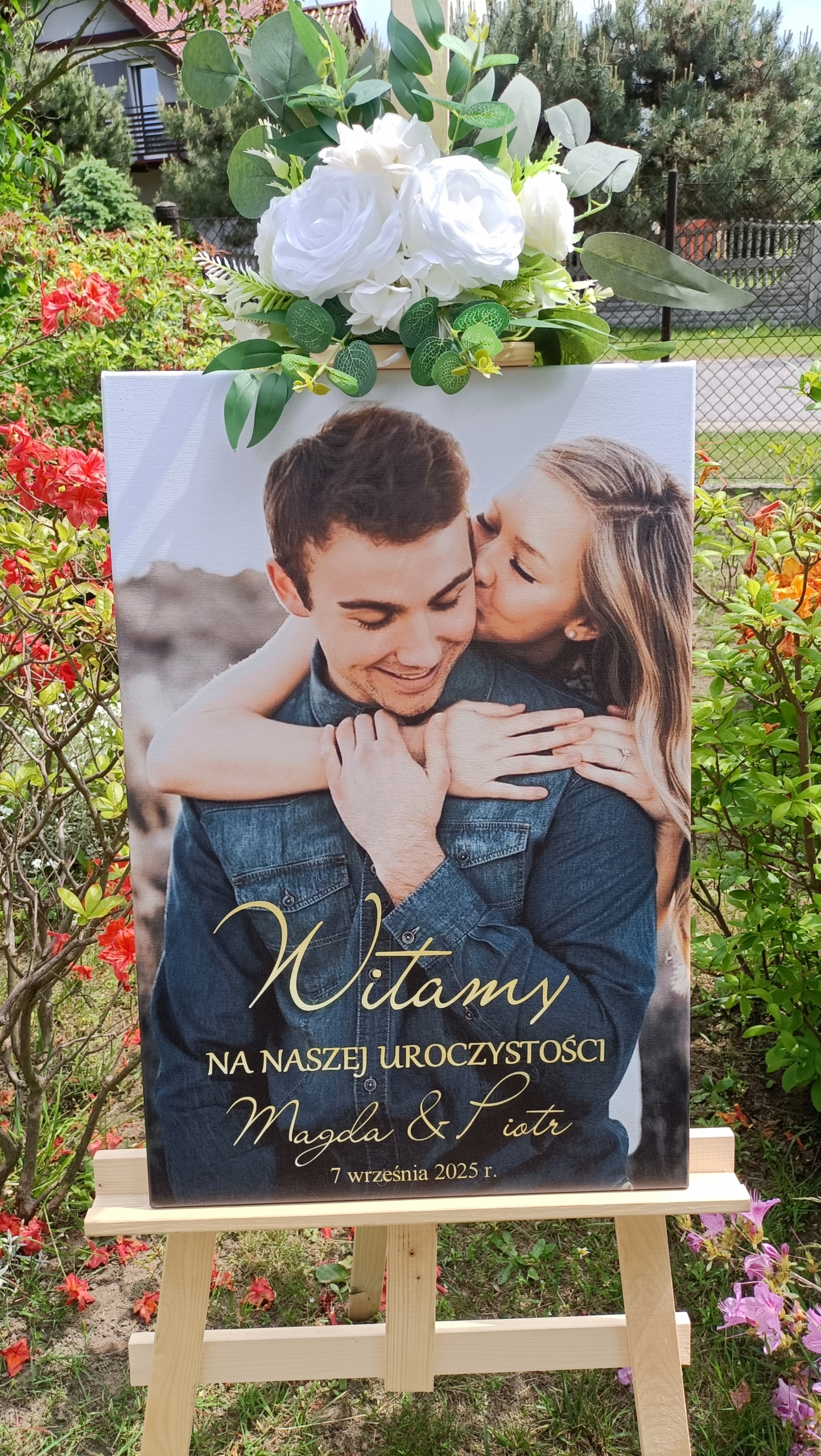 TABLICA NA WESELE ŚLUB OBRAZ ZE ZDJĘCIEM I PERSONALIZACJĄ 70x50 Waga produktu z opakowaniem jednostkowym 2 kg