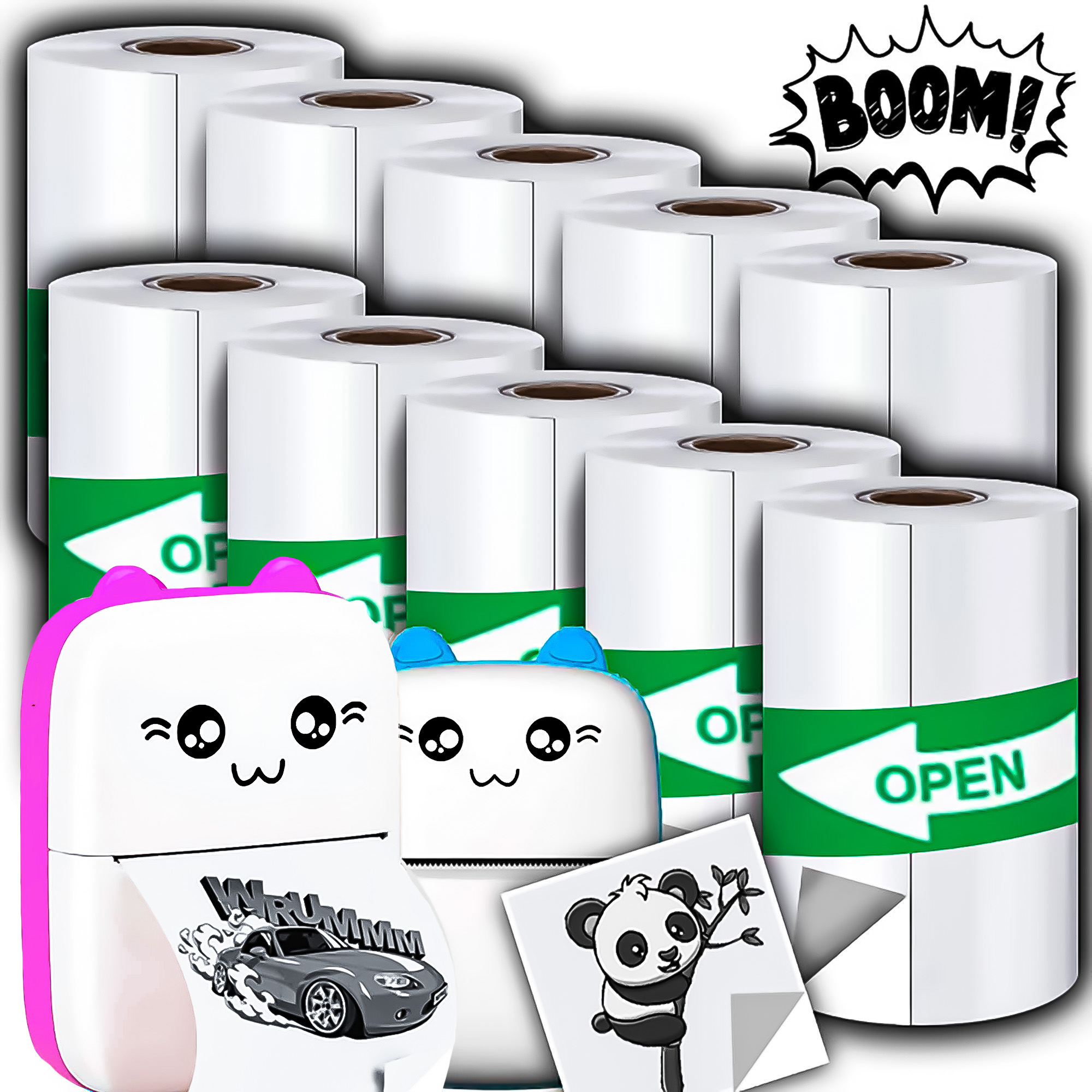 10x PAPIER TERMICZNY SAMOPRZYLEPNY ROLKI DO DRUKARKI DRUKUŚ DRUKUSIA Stan opakowania oryginalne