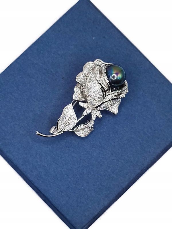 Luxusní Brož S Růžovým Brož Stříbrná Rhodium Dárek Krabička